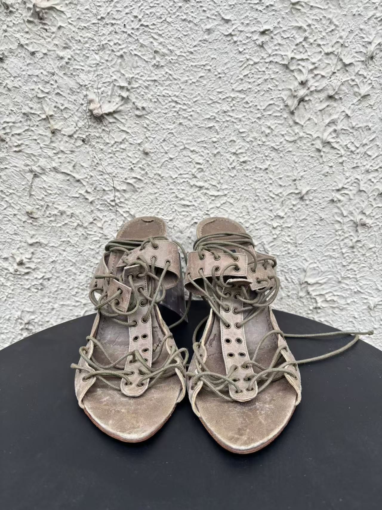 plein sud plein sud lace up python leather peep toe heels Size US 7 / IT 37 - 7 Thumbnail