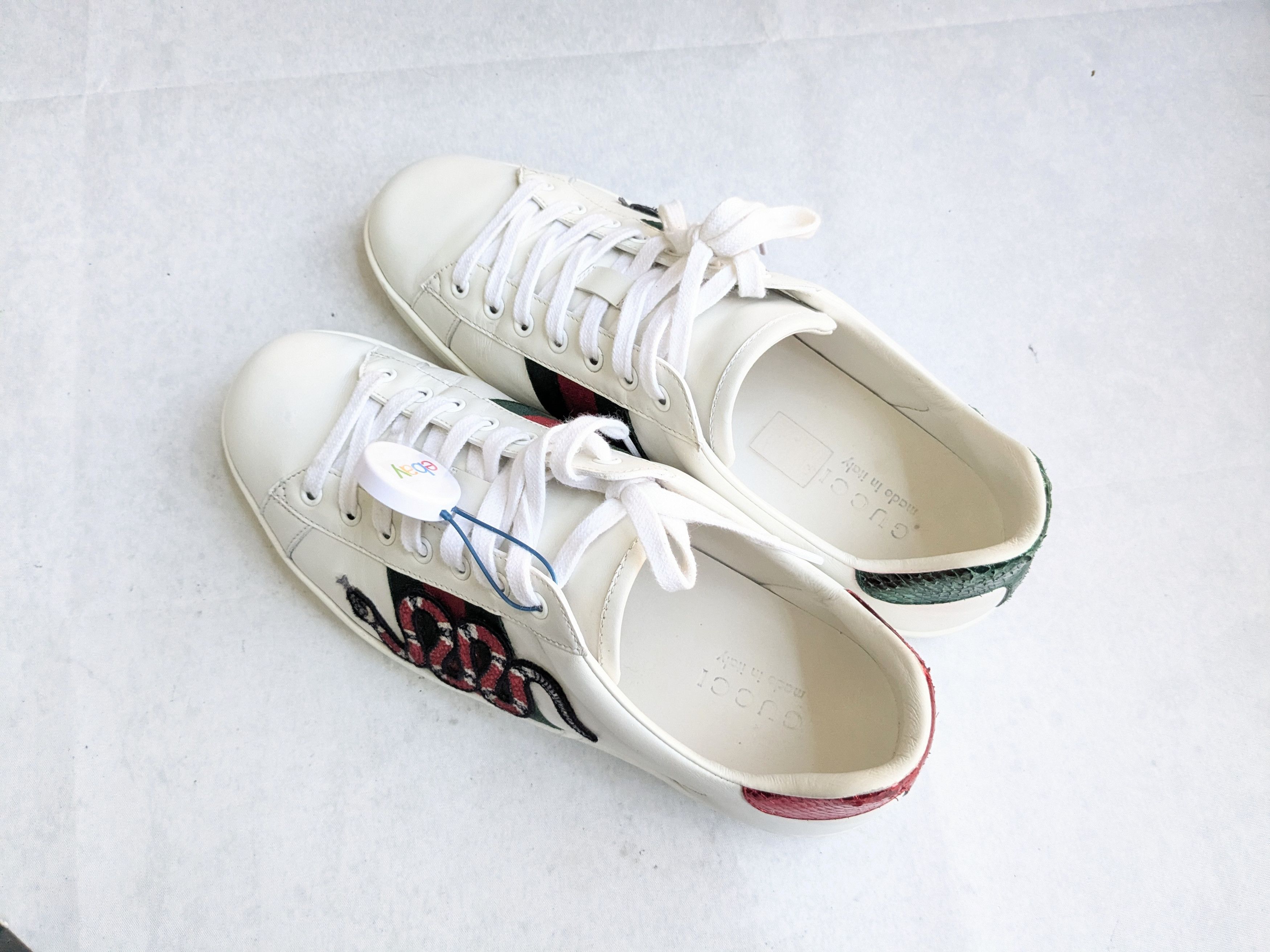 Gucci Gucci Ace Sneakers Snake 10 White Low Tops Leather Size US 10 / EU 43 - 12 Thumbnail