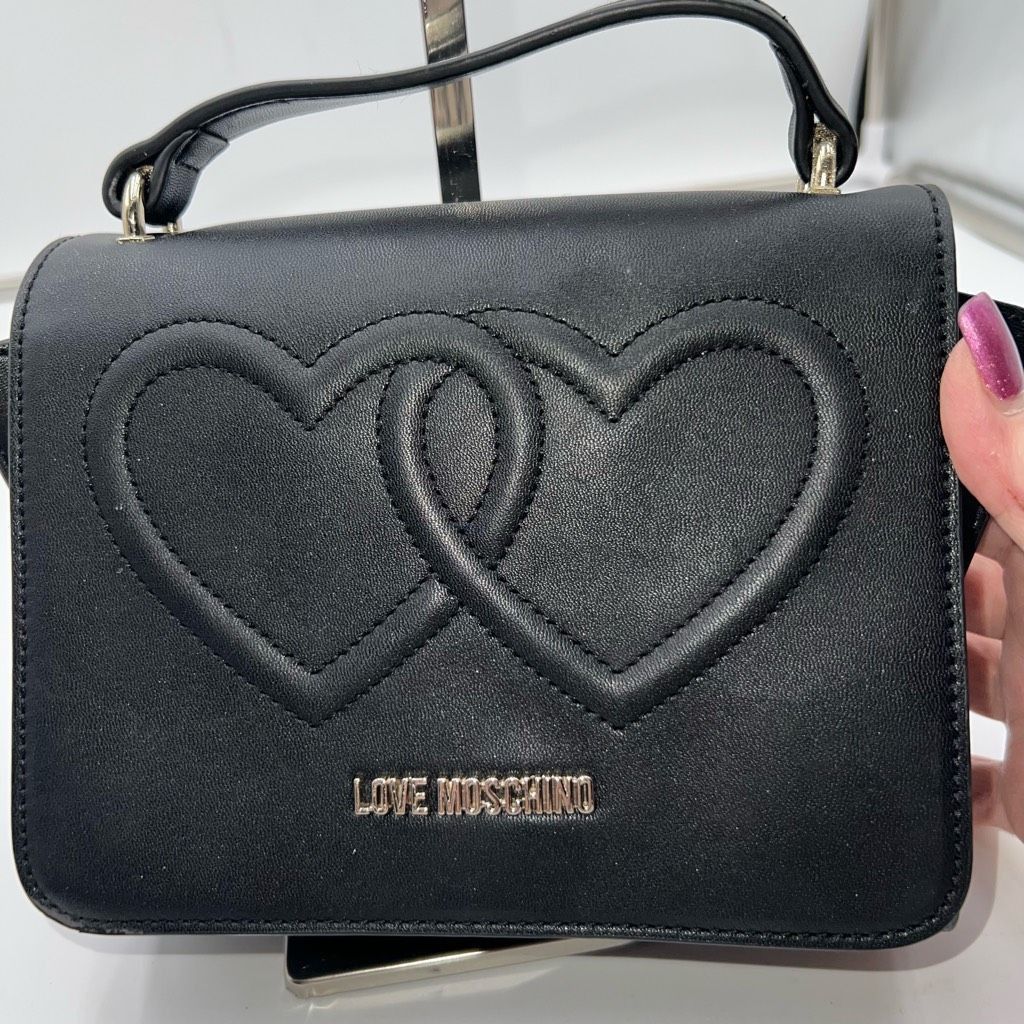 Other Love Moschino Double Heart Vegan Leather Top Handle Bag Size ONE SIZE - 2 Thumbnail