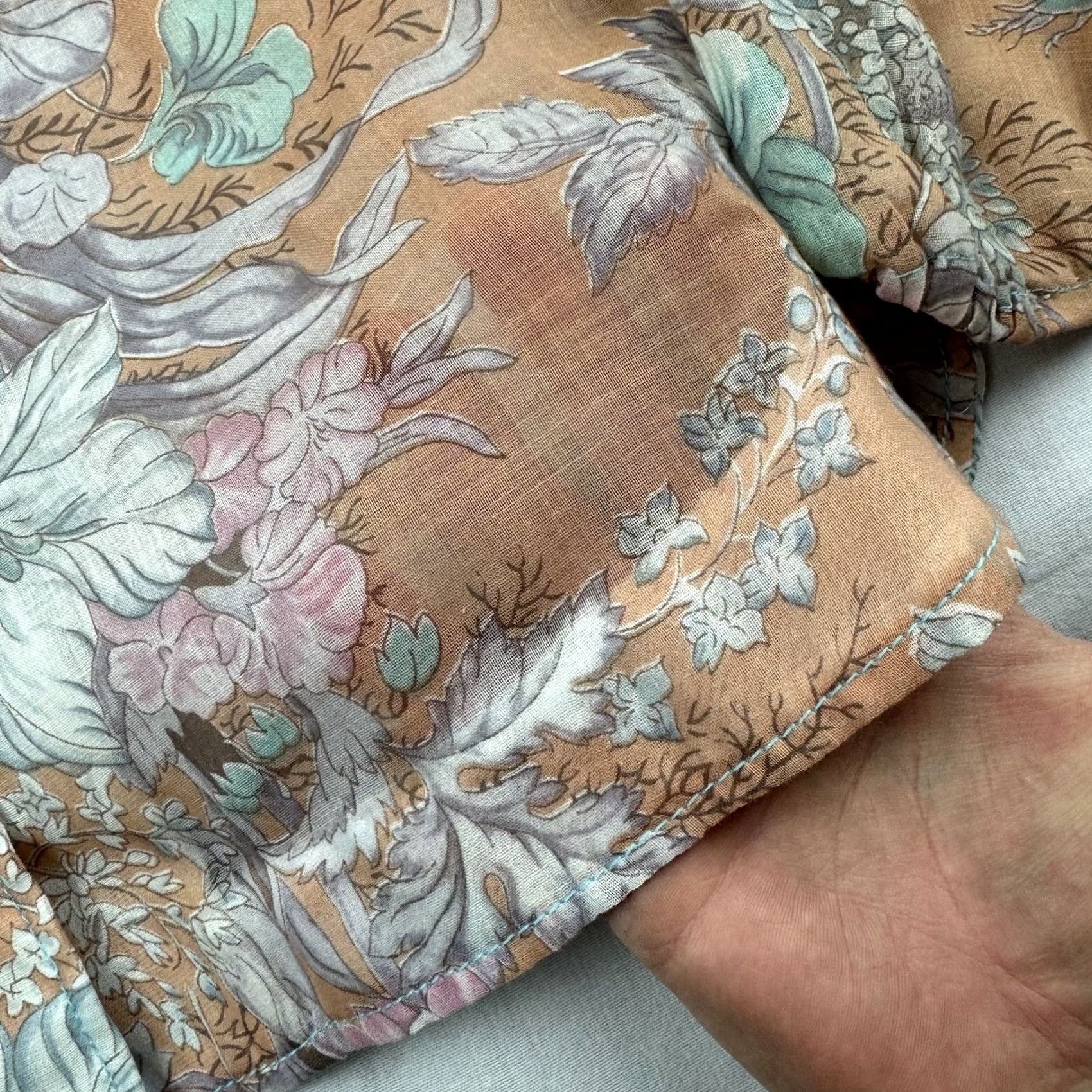 Vintage VINTAGE Floral Button Up Shirt Womens M Orange Sheer Collar Thin Light 80s R&K Originals Button-Up Bohemian Flower Mens? Size M / US 6-8 / IT 42-44 - 3 Thumbnail