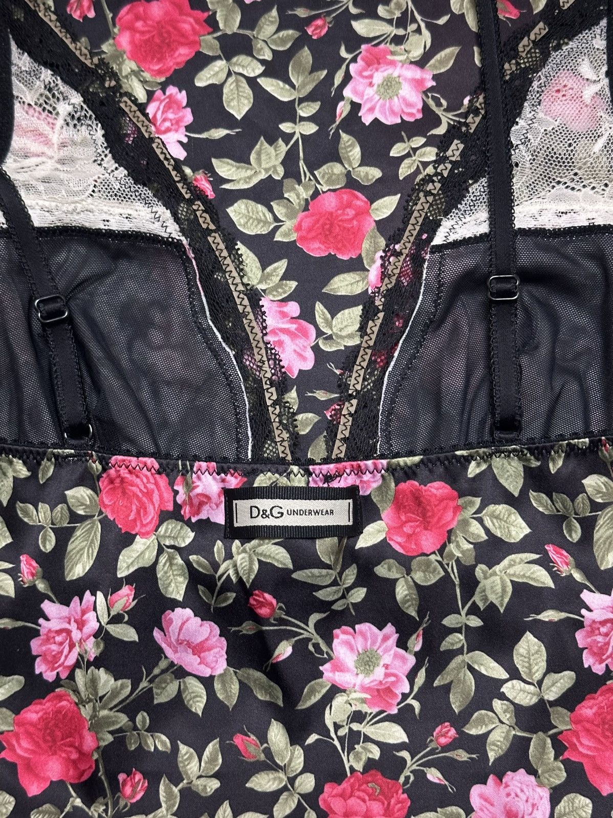 Dolce & Gabbana D&G Floral Print Lace Trim Camisole Mini Dress Size M / US 6-8 / IT 42-44 - 4 Thumbnail