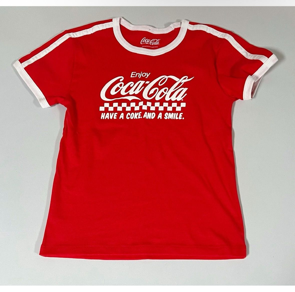 Coca Cola Red White Coca-Cola Graphic Ringer Tee T-Shirt Top Size S ❤️✨ Size S / US 4 / IT 40 - 1 Thumbnail