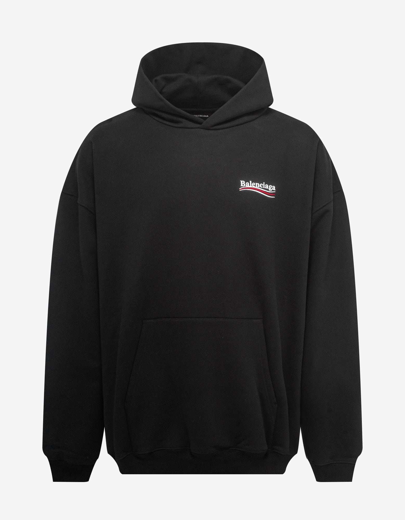 image of Balenciaga Black Political Logo Large Fit Hoodie, Men's (Size Small)