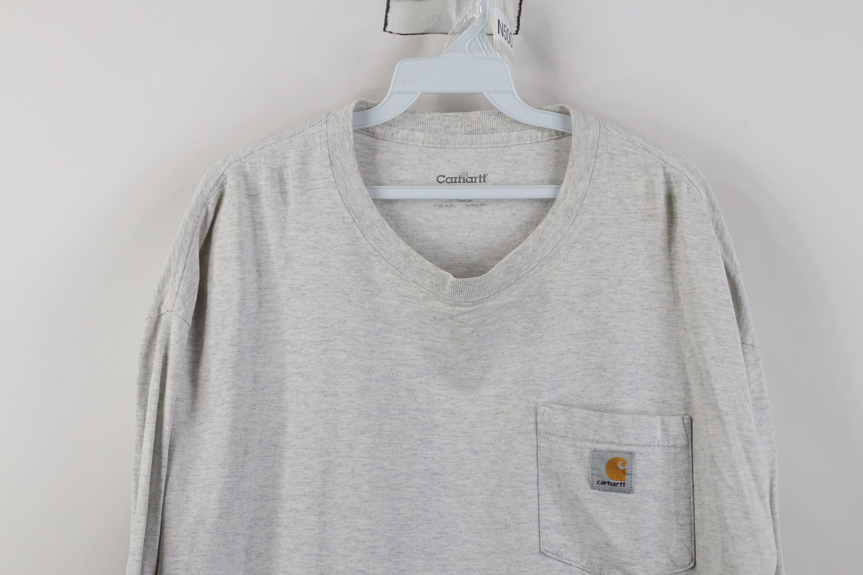 Carhartt Vintage Y2K Carhartt Long Sleeve T-Shirt Heather Gray Pocket Size US XL / EU 56 / 4 - 2 Thumbnail