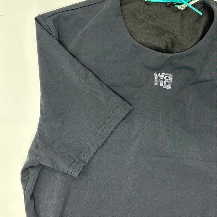 Alexander Wang Alexander Wang Black Crystal Logo Knit T-Shirt - Size S / US 4 / IT 40 - 5 Thumbnail