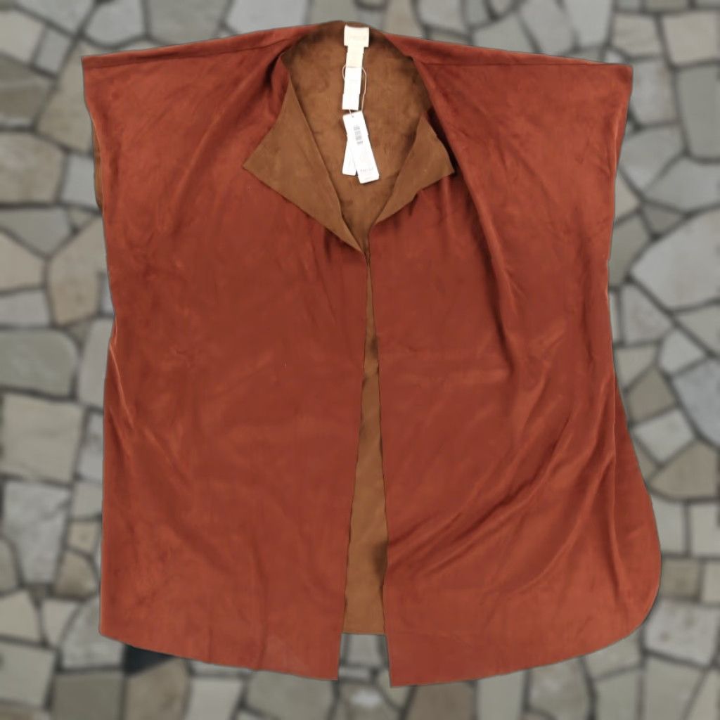 Vintage Chico's Covering Ruana Reversible Faux Suede Solid Sweatshirt Orange Women's OS Size ONE SIZE - 1 Thumbnail