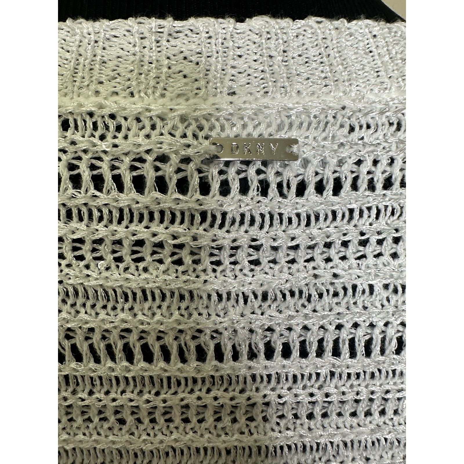 DKNY DKNY ivory metallic crochet tunic sweater size Large Size L / US 10 / IT 46 - 6 Thumbnail