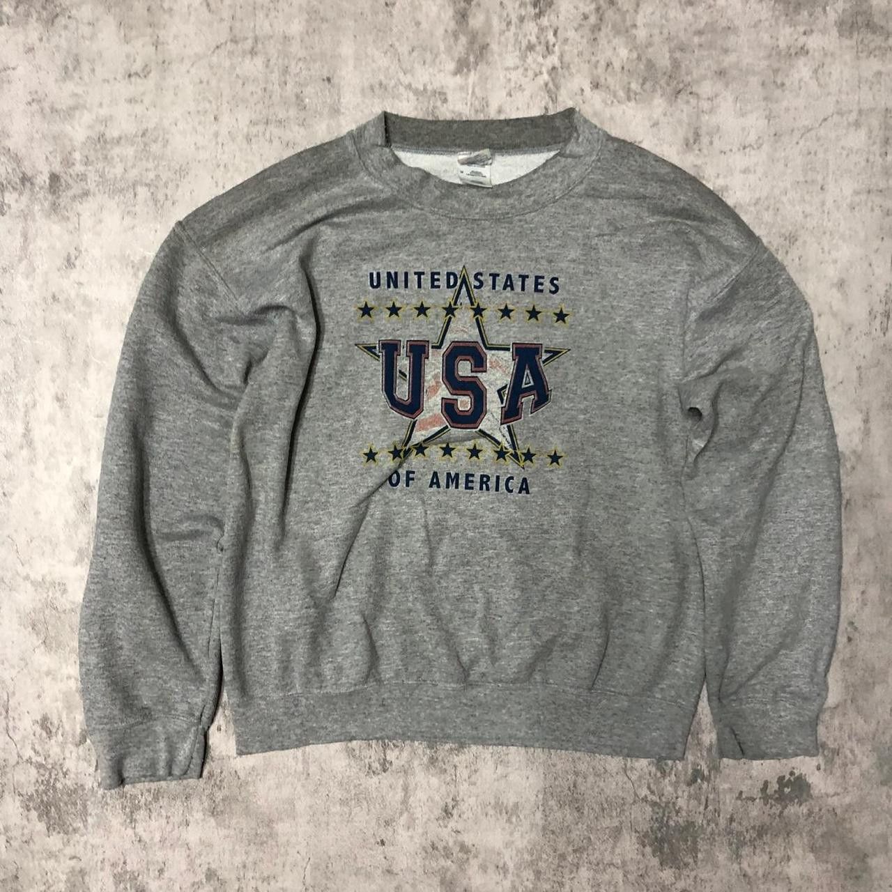 Gildan Grey and blue USA crewneck sweatshirt Size US M / EU 48-50 / 2 - 1 Thumbnail