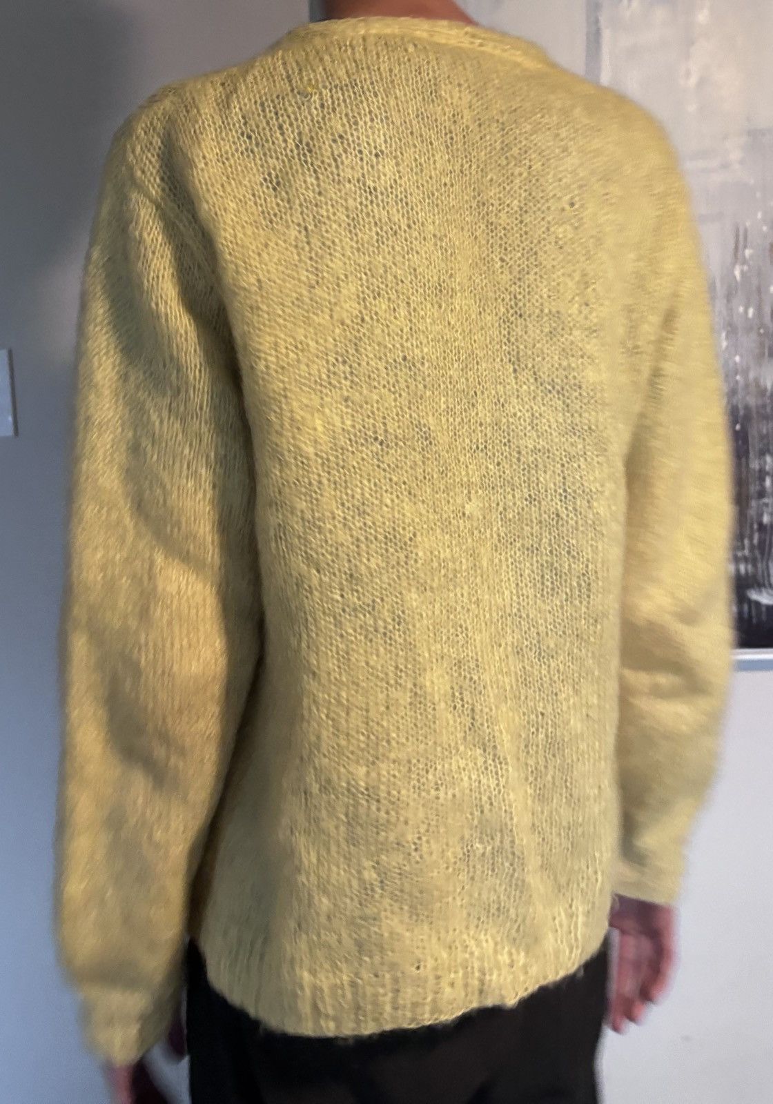 Vintage VINTAGE MOHAIR CARDIGAN SWEATER YELLOW Size US L / EU 52-54 / 3 - 9 Thumbnail