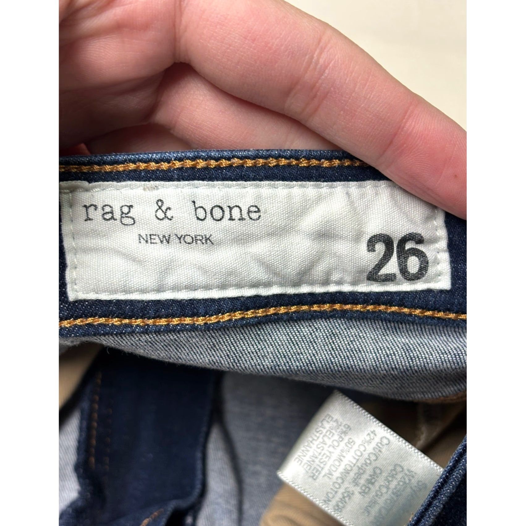 Rag & Bone rag & bone Nina High-Rise Ankle Skinny Jeans Dark Wash Denim Women Adult 26 Inseam 27in Stretch Comfort Zip Button 5-Pocket Solid Blue Size 26" / US 2 / IT 38 - 5 Thumbnail