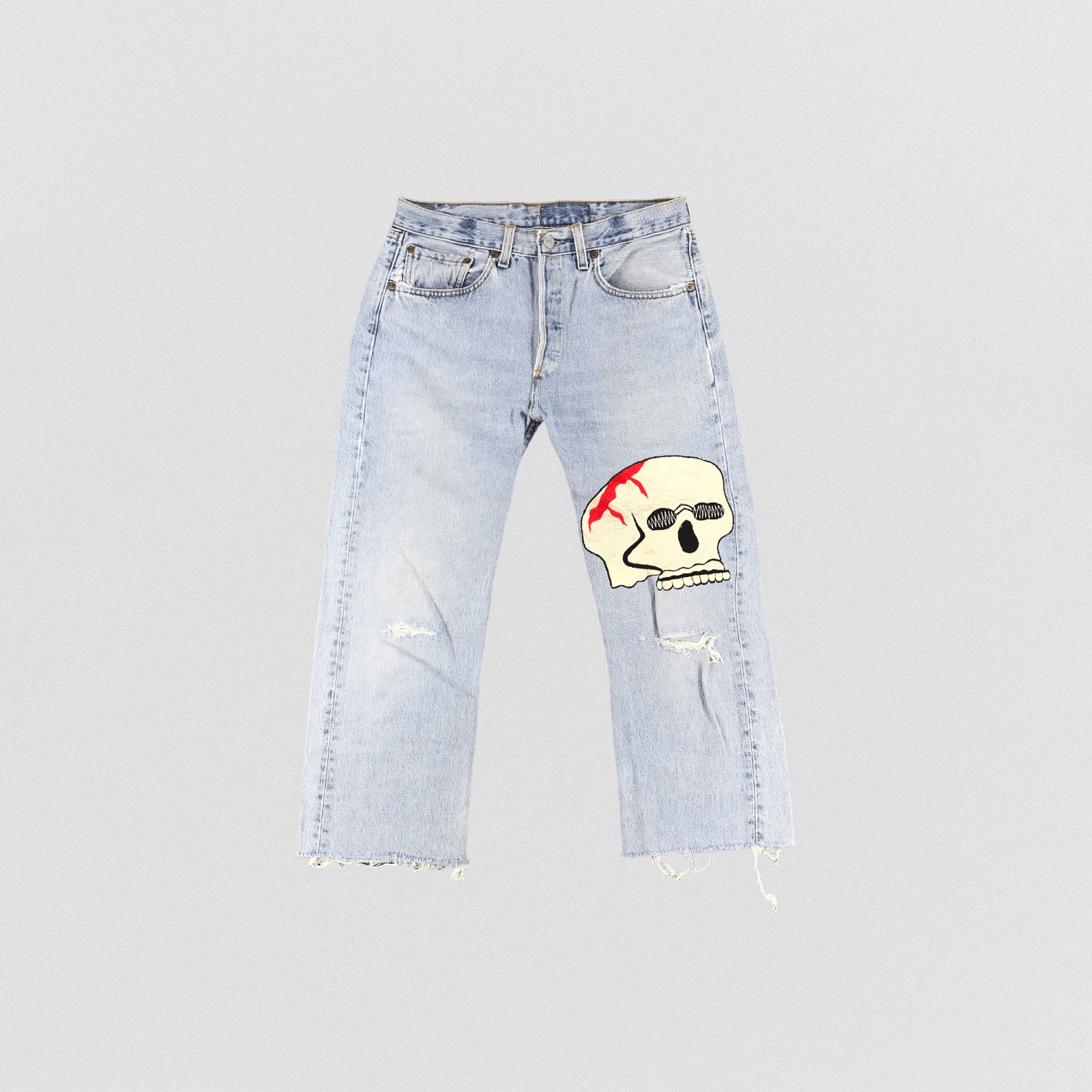Levi's × Vintage Vintage 90s Light Wash Levis 501 Jeans Skull Patch-JM971 Size US 31 - 1 Thumbnail