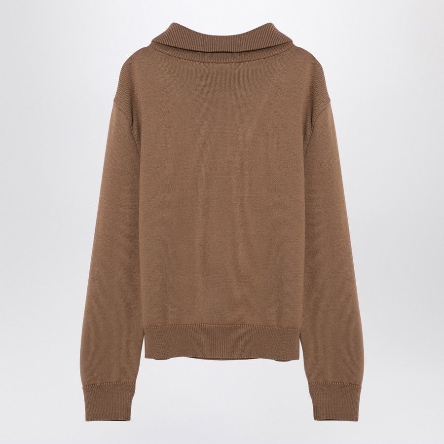 Courreges o1d2blof0824 Wool Zip Sweater in Brown Size S / US 4 / IT 40 - 2 Thumbnail
