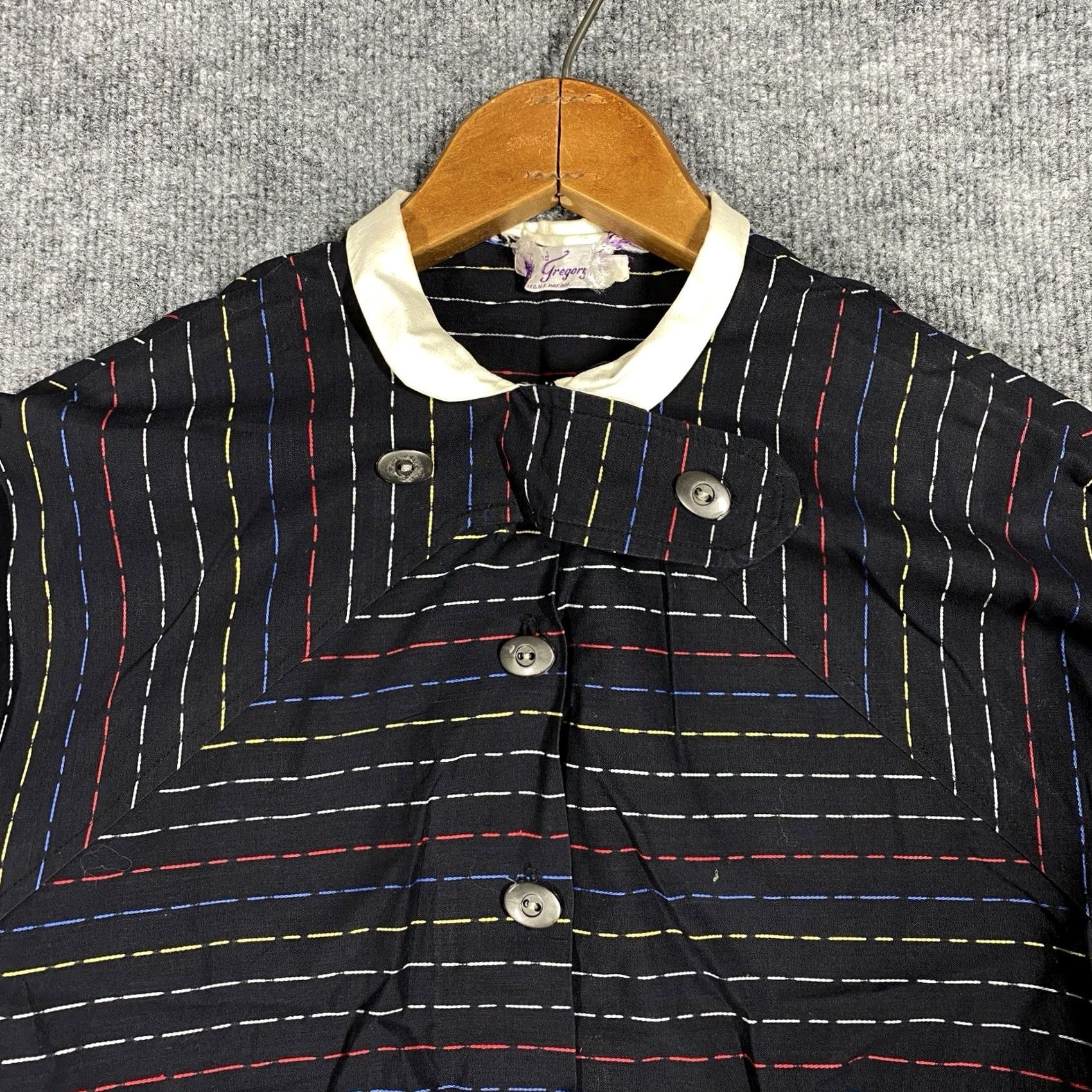 Gregory VINTAGE Rockabilly Shirt Women 12 Black Cotton Chin Strap 50s Gregory Shirt Mens? Size XL / US 12-14 / IT 48-50 - 2 Thumbnail