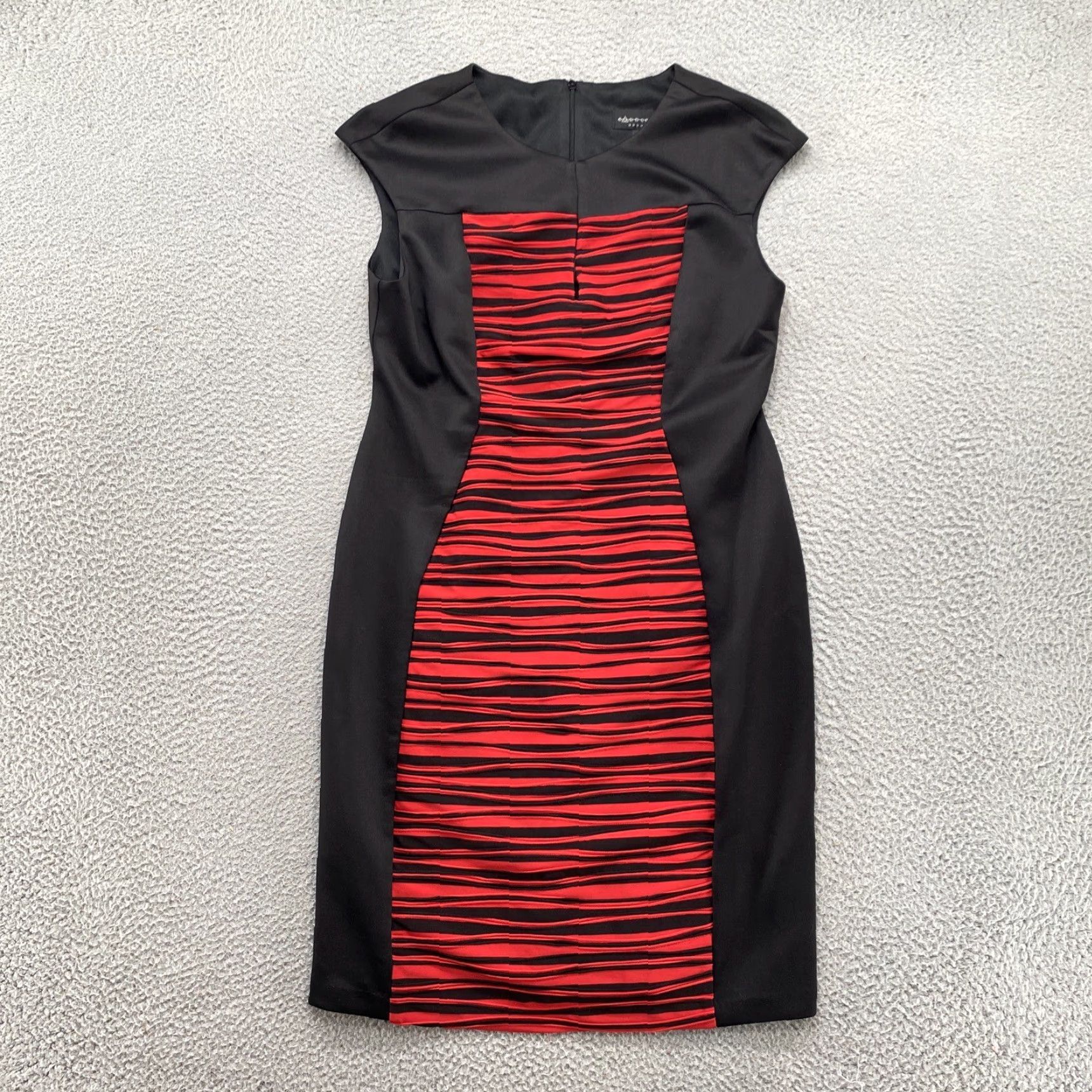 Vintage Connected Women’s Black Red Striped Sheath Sleeveless Polyester Dress Size 12 Size XL / US 12-14 / IT 48-50 - 2 Thumbnail