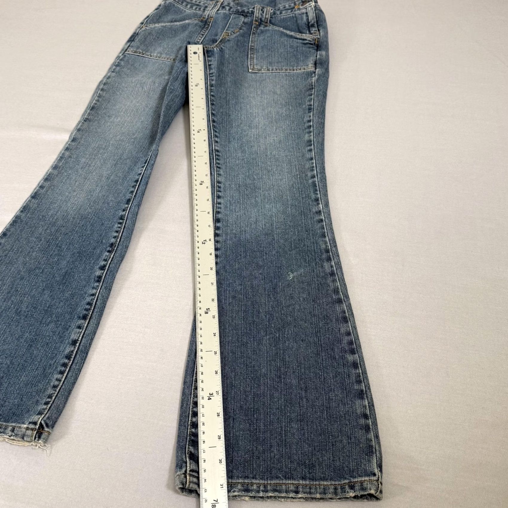 Levi's VINTAGE Levi's Overalls Womens 5 Blue Superlow Denim Jean Bootcut Flare Pants Y2K Size 27" / US 4 / IT 40 - 5 Thumbnail