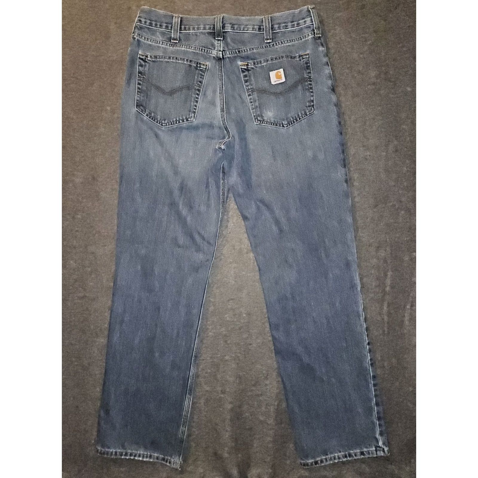 Carhartt Carhartt Jeans Relaxed Straight Mens 33x30 Blue Denim Medium Workwear Distressed Pockets Logo Regular Size Type: Jeans Size US 33 - 7 Thumbnail