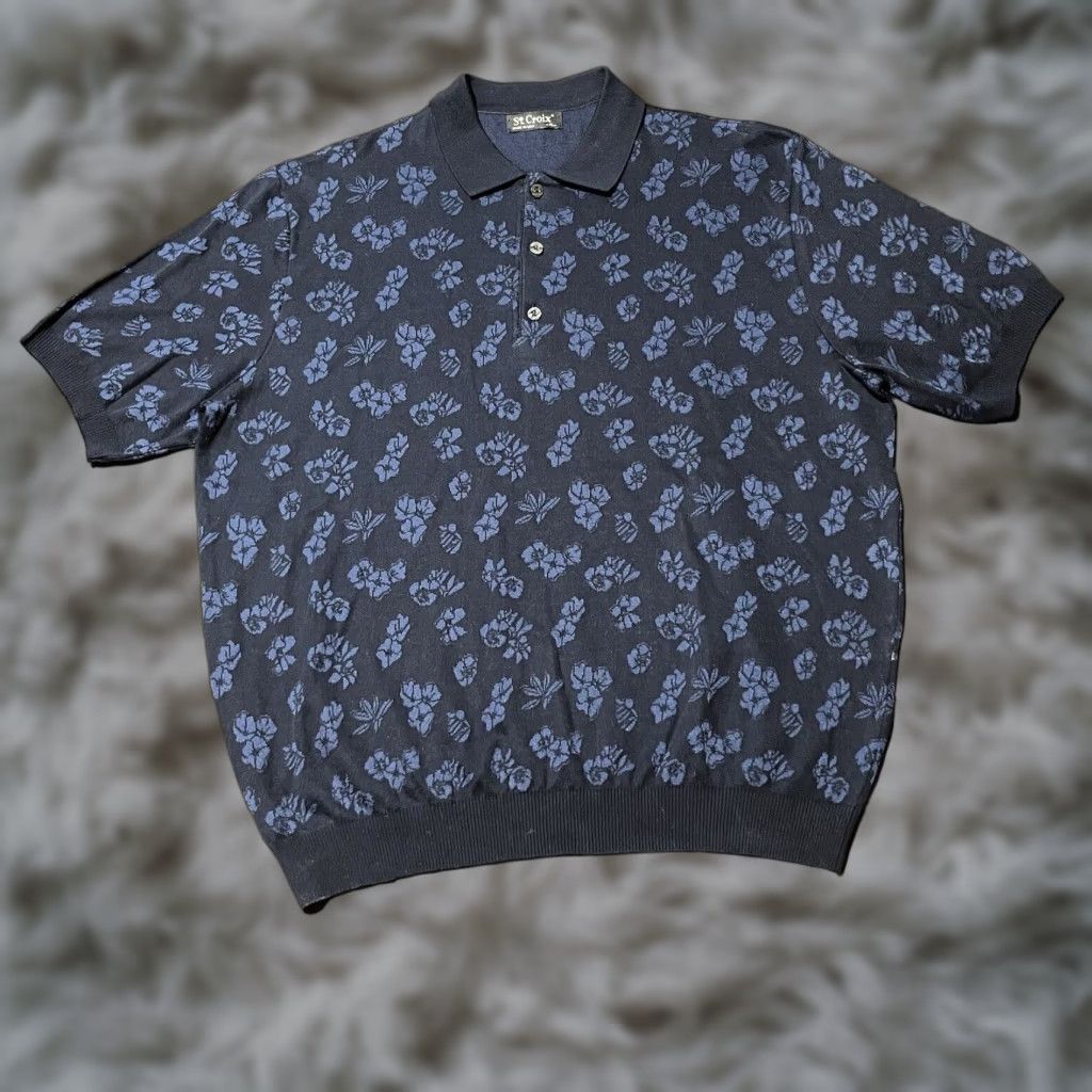 VINTAGE Croix Men's Golf Polo Shirt XL Multicolor Floral All