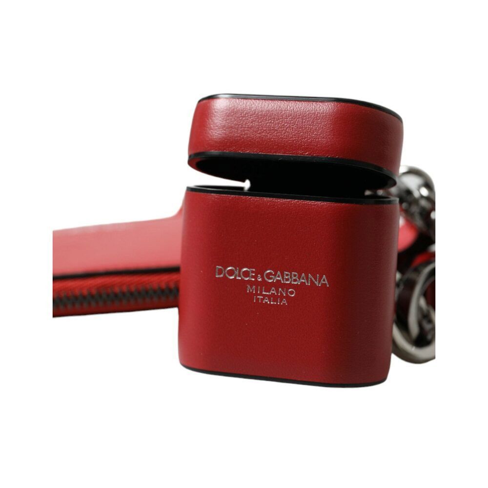 Dolce & Gabbana Dolce & Gabbana Elegant Red Leather Airpods Case Size ONE SIZE - 4 Thumbnail
