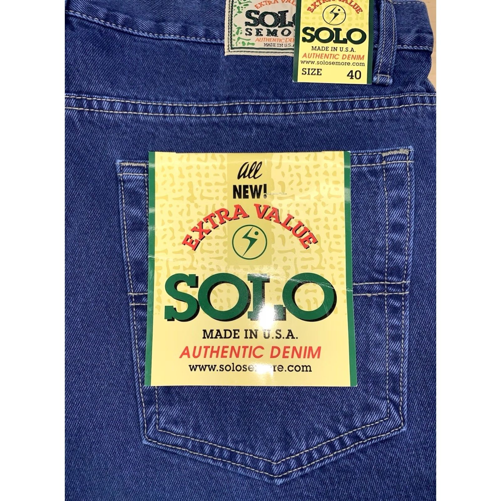 Vintage VINTAGE Solo Denim Jeans Men 40 Blue Loose Baggy USA 90s 13110 jeans 90s Hip Hop Mens Blue Denim USA 40 Regular Size US 40 / EU 56 - 4 Thumbnail