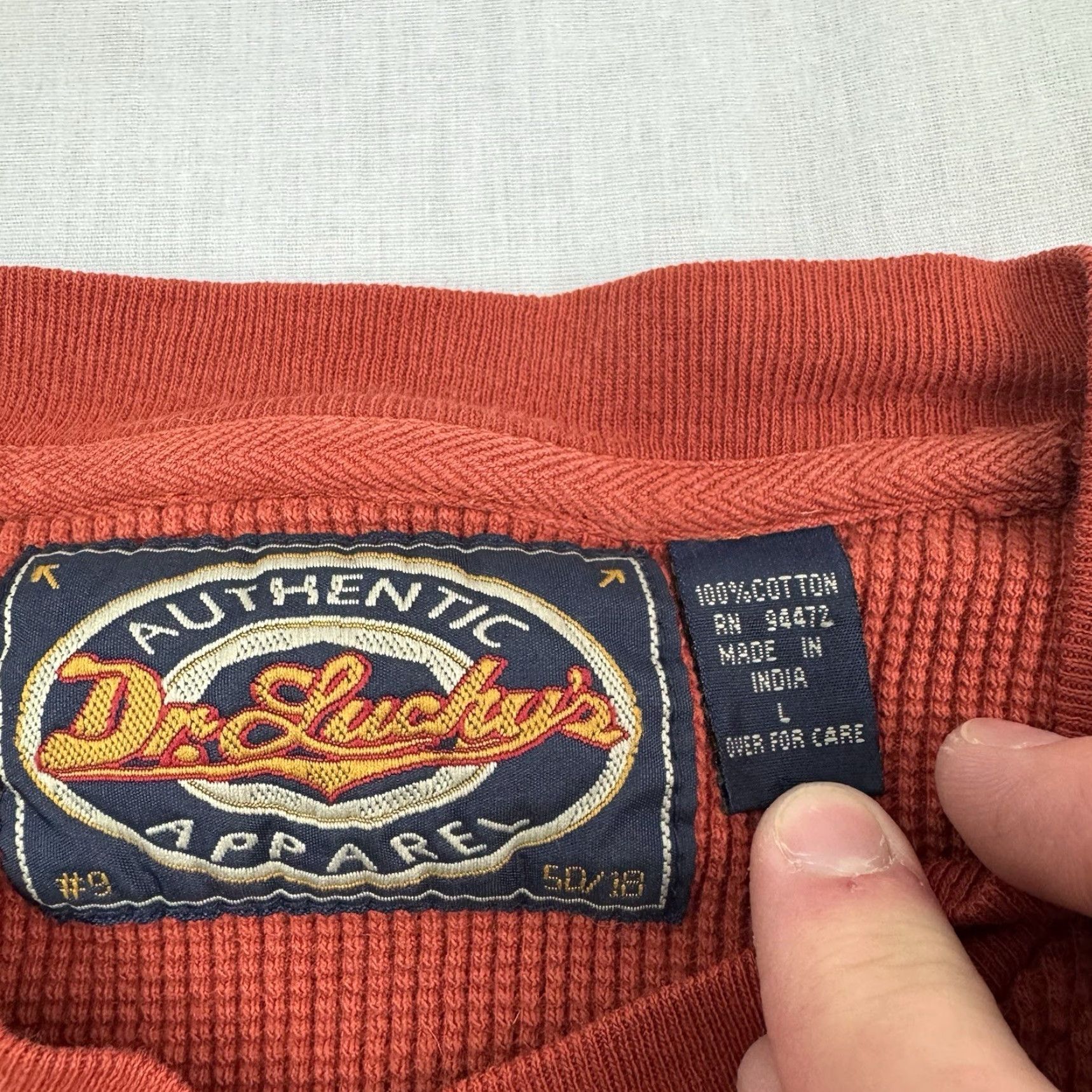 Vintage VINTAGE Dr Luckys Sweatshirt Men L Orange V-Neck Hipster Y2K Decade 2000s Pullover Size US L / EU 52-54 / 3 - 3 Thumbnail