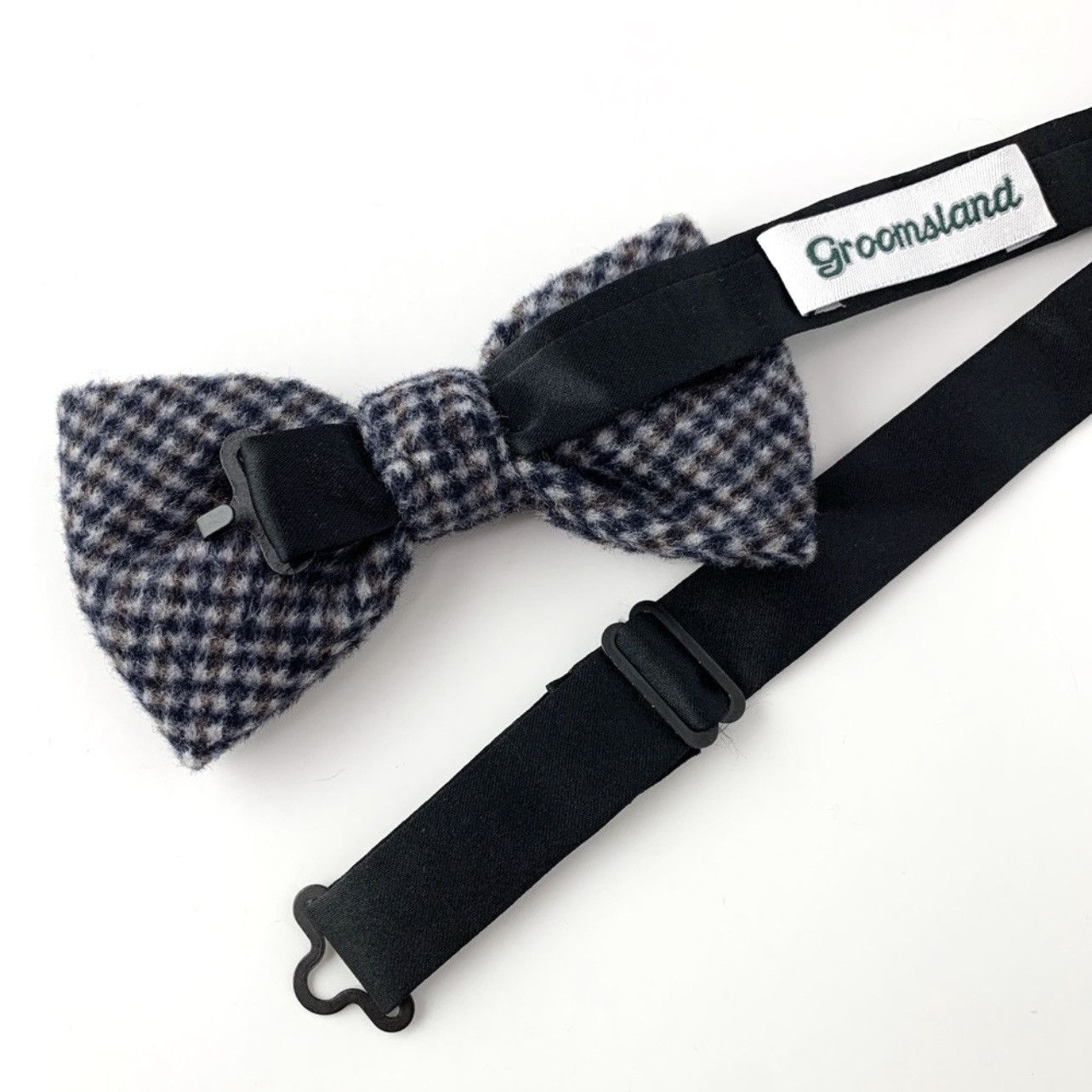 Other Men’s Gray Check Tartan Wool Bow Tie Size ONE SIZE - 2 Thumbnail