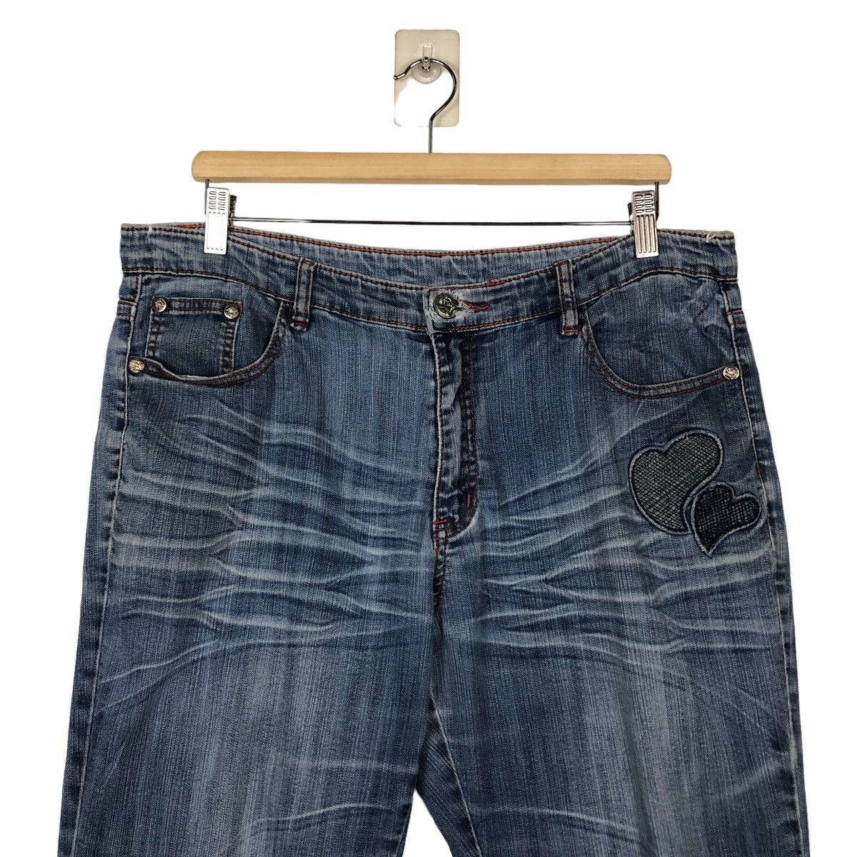 Japanese Brand 🔥Vintage Denim Jeans Sukajan Pocket Big Logo Size US 36 / EU 52 - 3 Thumbnail