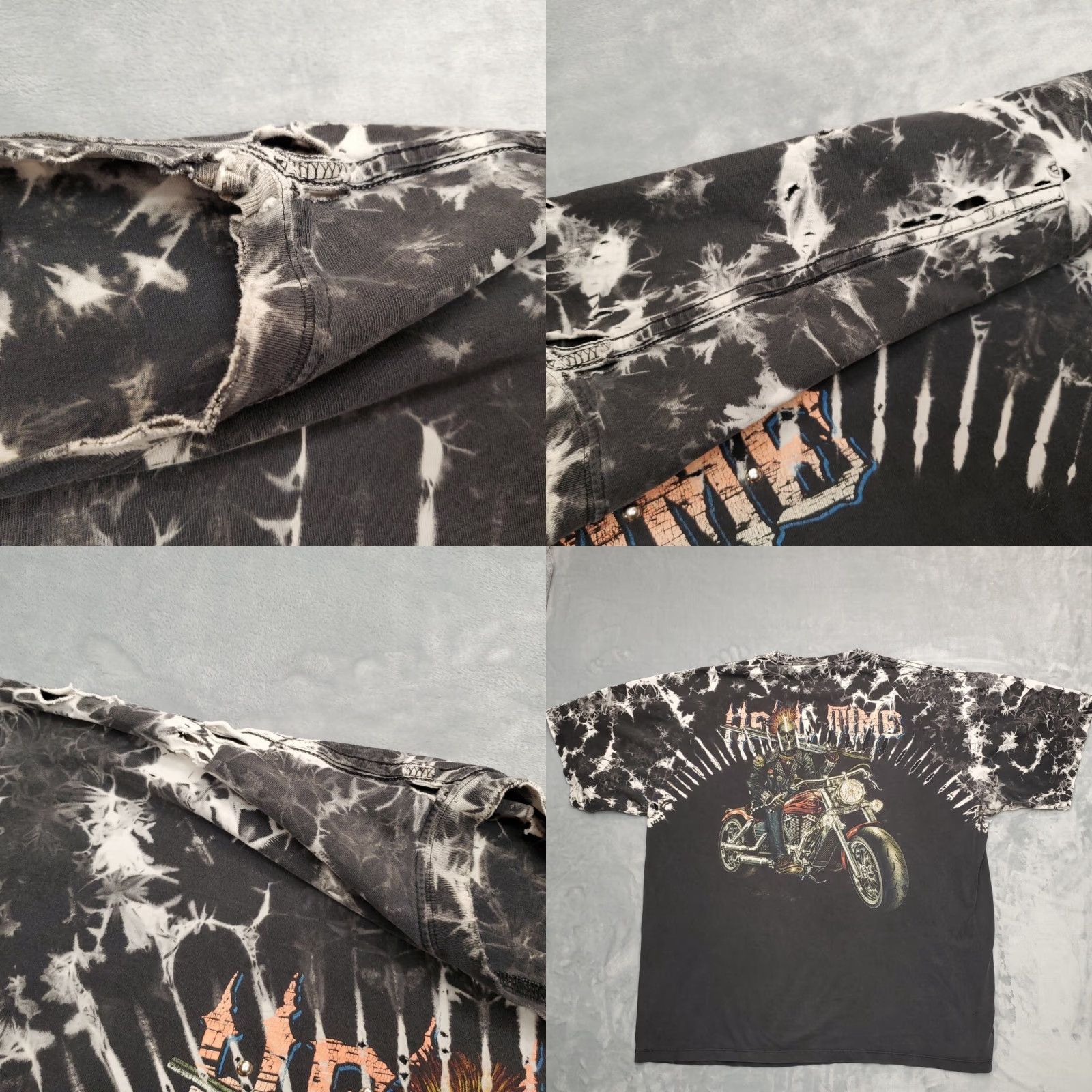 Vintage VINTAGE Skull ShirtZ Shirt Mens XXXL Black Hell Time Studded Zombie Motorcycle Biker AOP Shirt T-Shirt Crew Neck Short Sleeve Cotton Mens Size US XXL / EU 58 / 5 - 8 Thumbnail