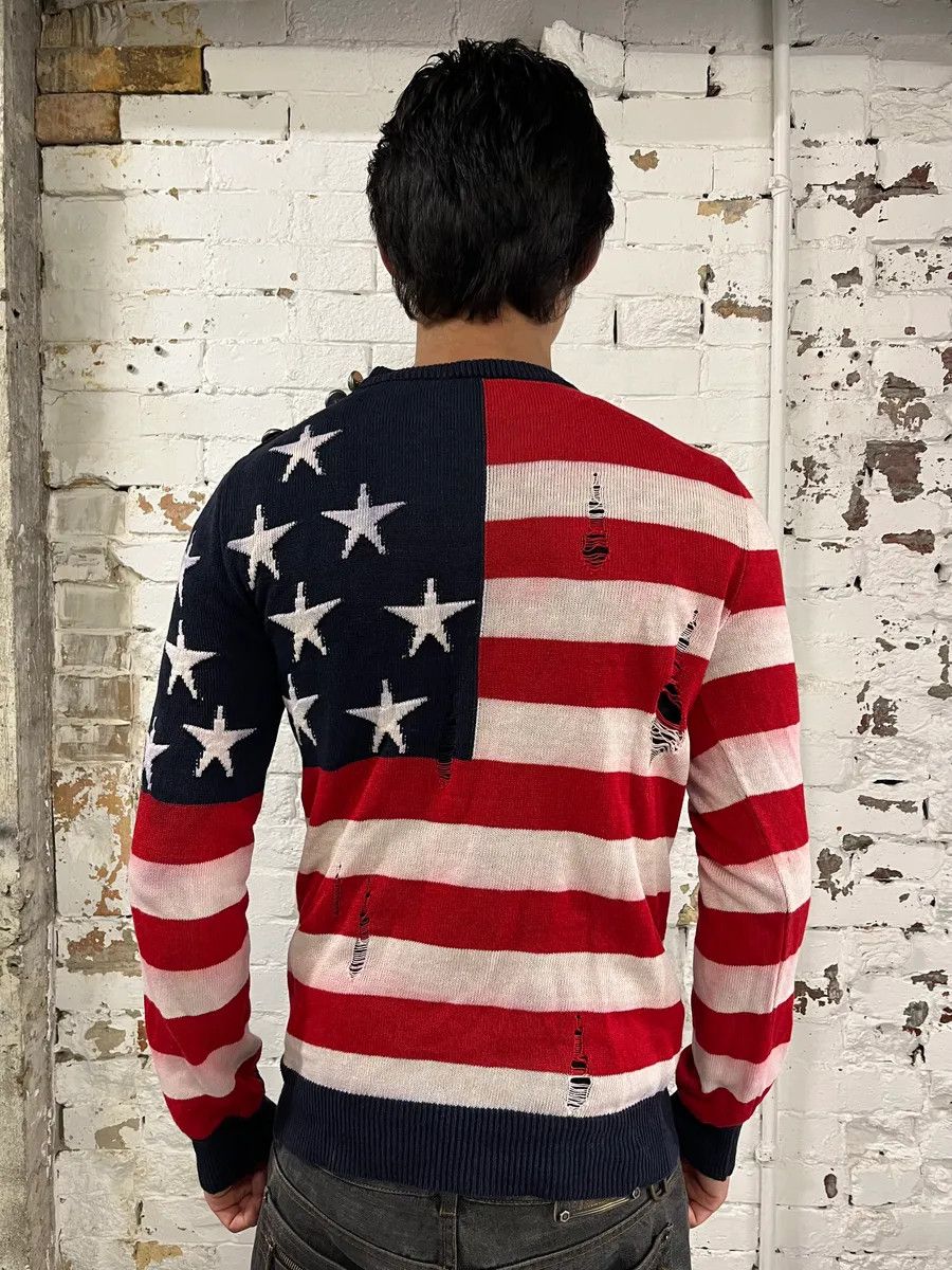 Balmain SS2016 Balmain USA Flag Distressed Buttoned Sweater Size US S / EU 44-46 / 1 - 3 Thumbnail