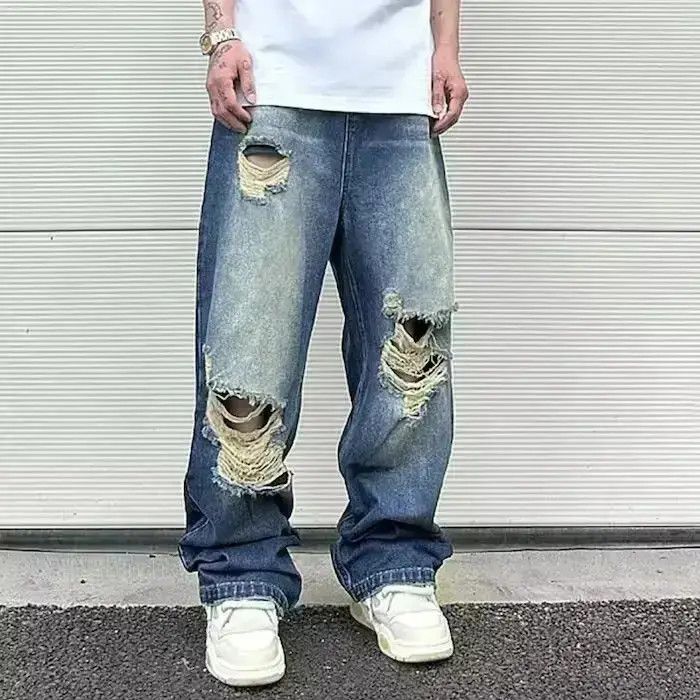 Japanese Brand Ripped Hole Baggy jeans Size US 34 / EU 50 - 1 Thumbnail