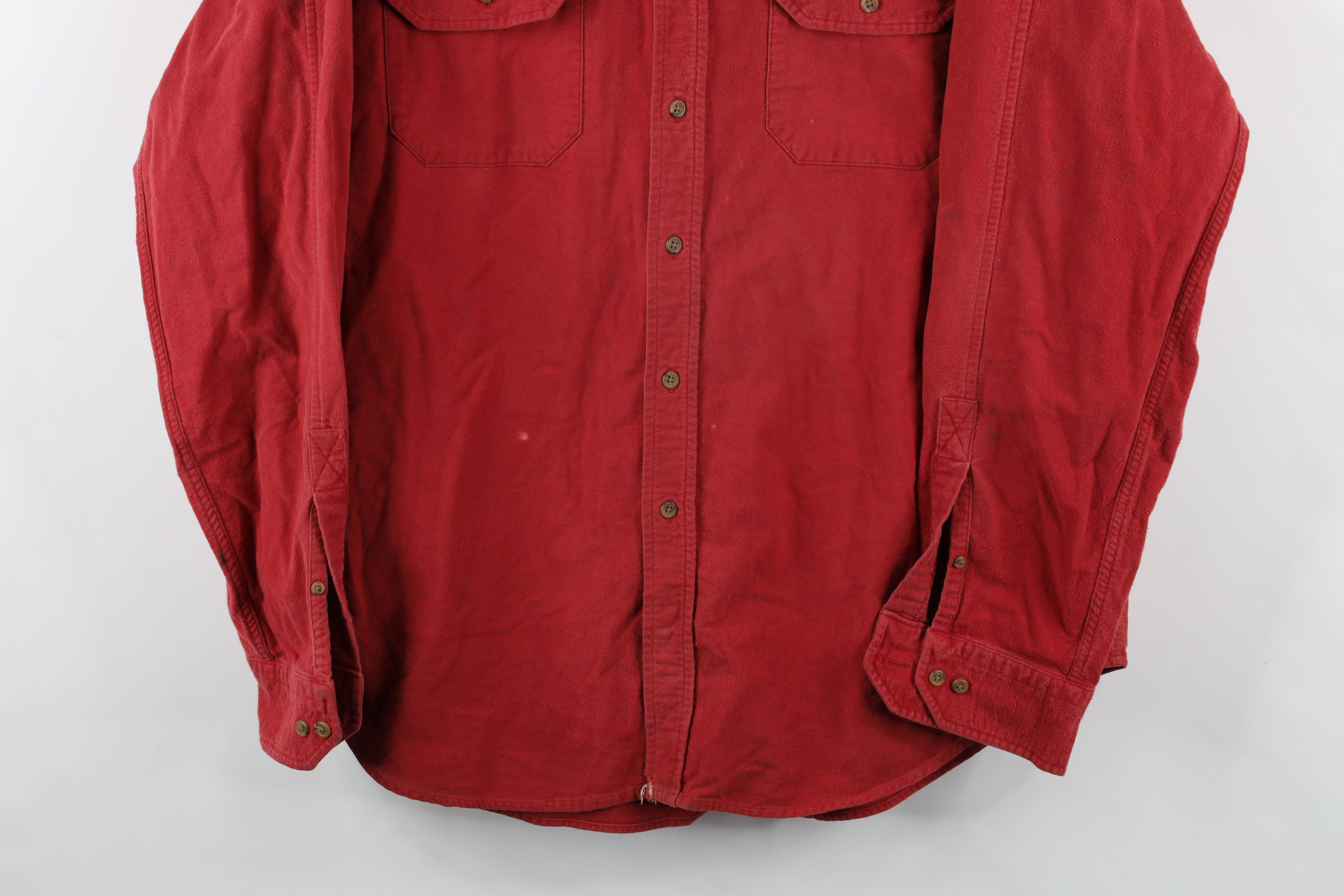 Lands' End × Vintage Vintage 90s Lands End Chamois Cloth Button Down Shirt Red Size US XL / EU 56 / 4 - 3 Thumbnail