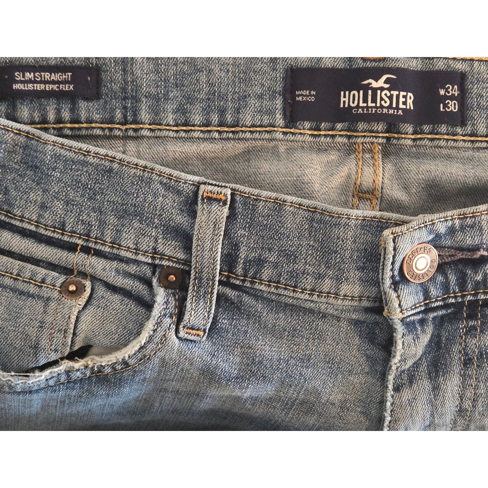 Hollister Hollister Men's Distressed Slim Straight Jeans - W34 L30 Size US 34 / EU 50 - 4 Thumbnail
