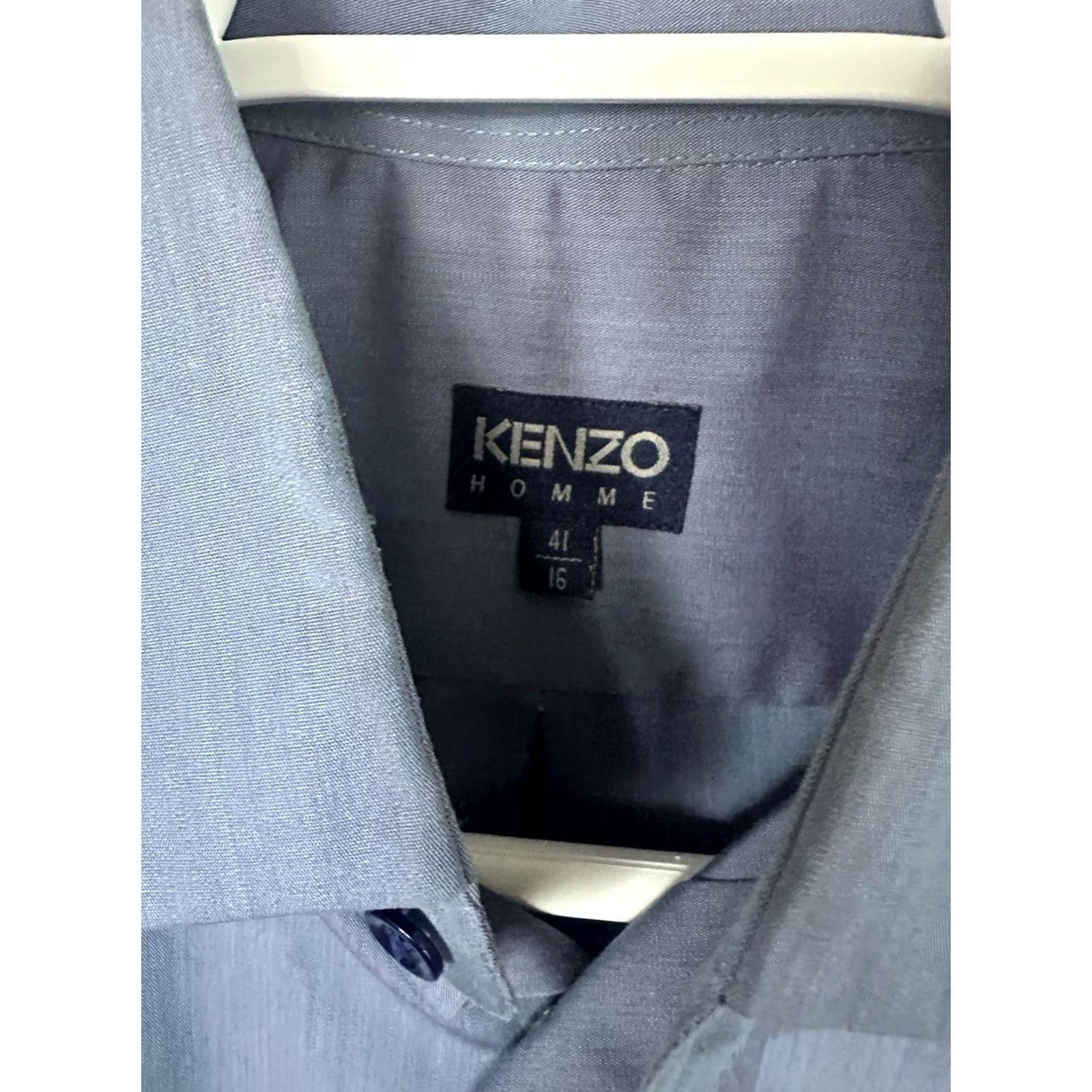 Kenzo KENZO Paris Homme Button Up Mens Shirt 16/41 Blue Embroidered Cotton Regular Long Sleeve Button-Down Collar Mens Designer Vintage No Size US L / EU 52-54 / 3 - 6 Thumbnail