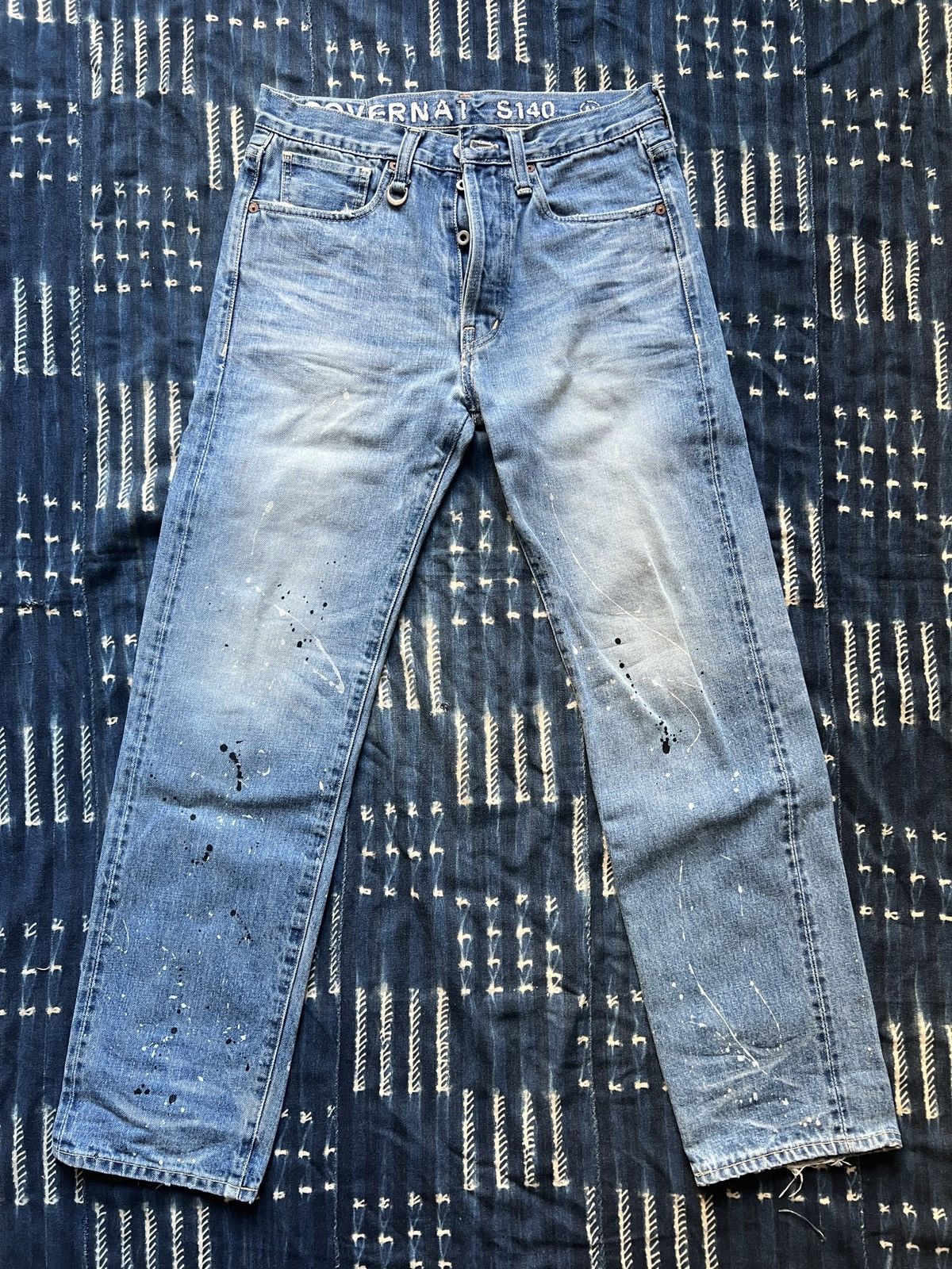 Japanese Brand Selvedge Denim Dirty Painting Jeans Celine RRL Visvim Size US 30 / EU 46 - 1 Thumbnail