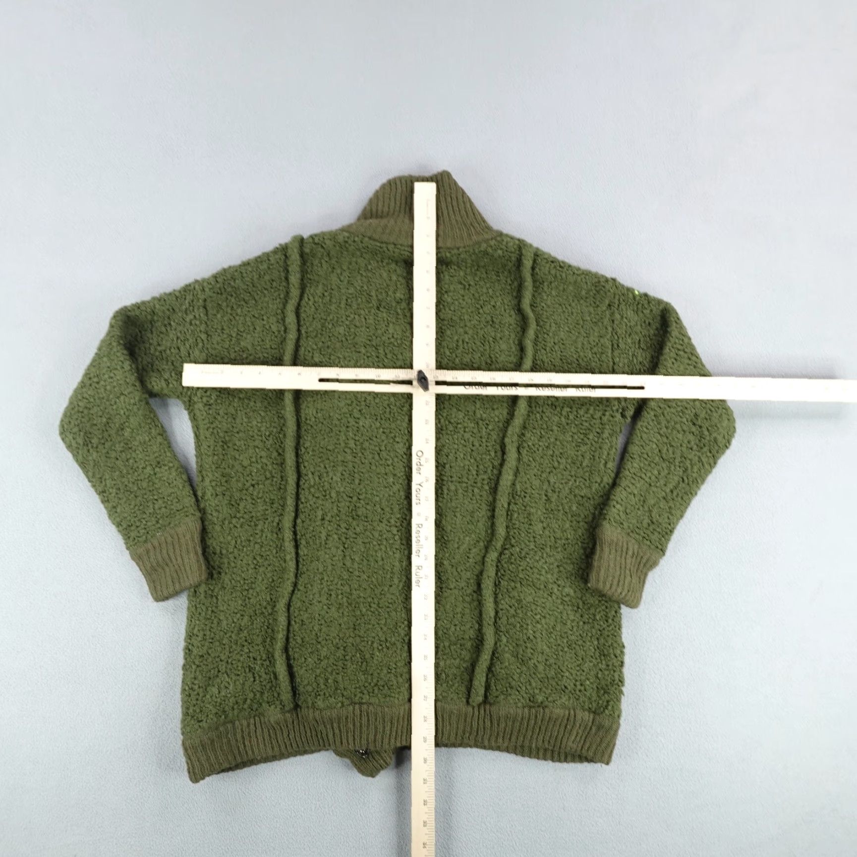 Free People VINTAGE Free People Sweater Womens Small Green Wool Blend Asymmetrical Full Zip Up Soft Size S / US 4 / IT 40 - 5 Thumbnail