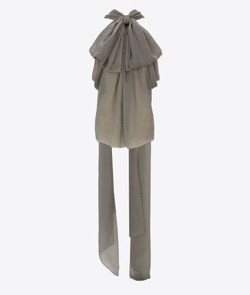 Saint Laurent Paris o1s1wg111124 Blouse in Creme Noir Size XL / US 12-14 / IT 48-50 - 2 Thumbnail