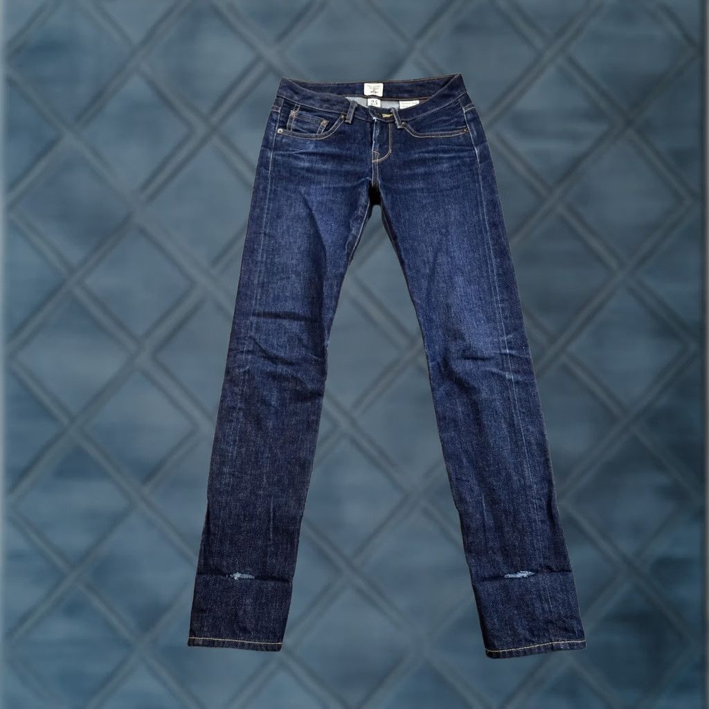 Railcar Fine Goods VINTAGE Railcar Skinny Jeans Womens Size 25 Blue Selvedge Low Rise Straight Leg USA Made Size 42" / US 20 - 1 Thumbnail