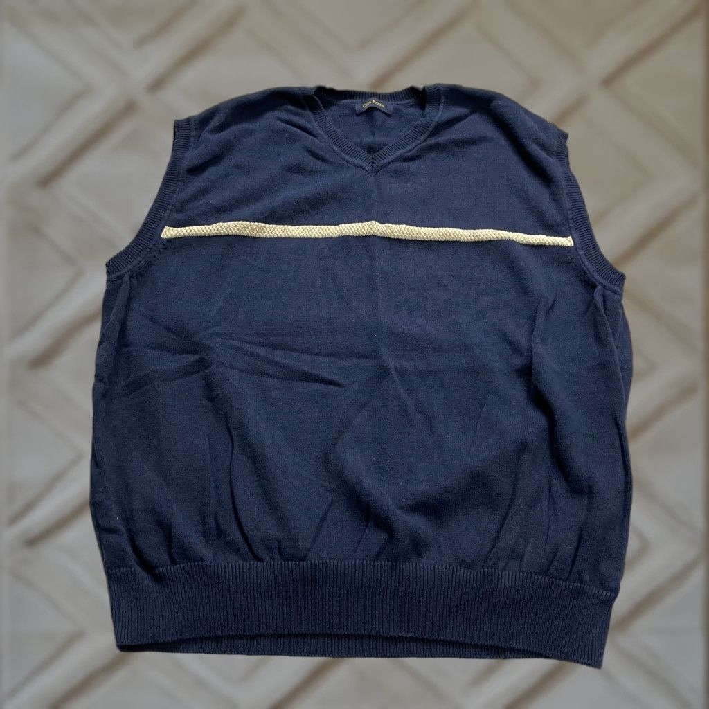 Club Room Club Room Mens Large Blue Vest Sleeveless V-Neck Knitted Stretch Casual Sweater Shirt Size US L / EU 52-54 / 3 - 1 Thumbnail