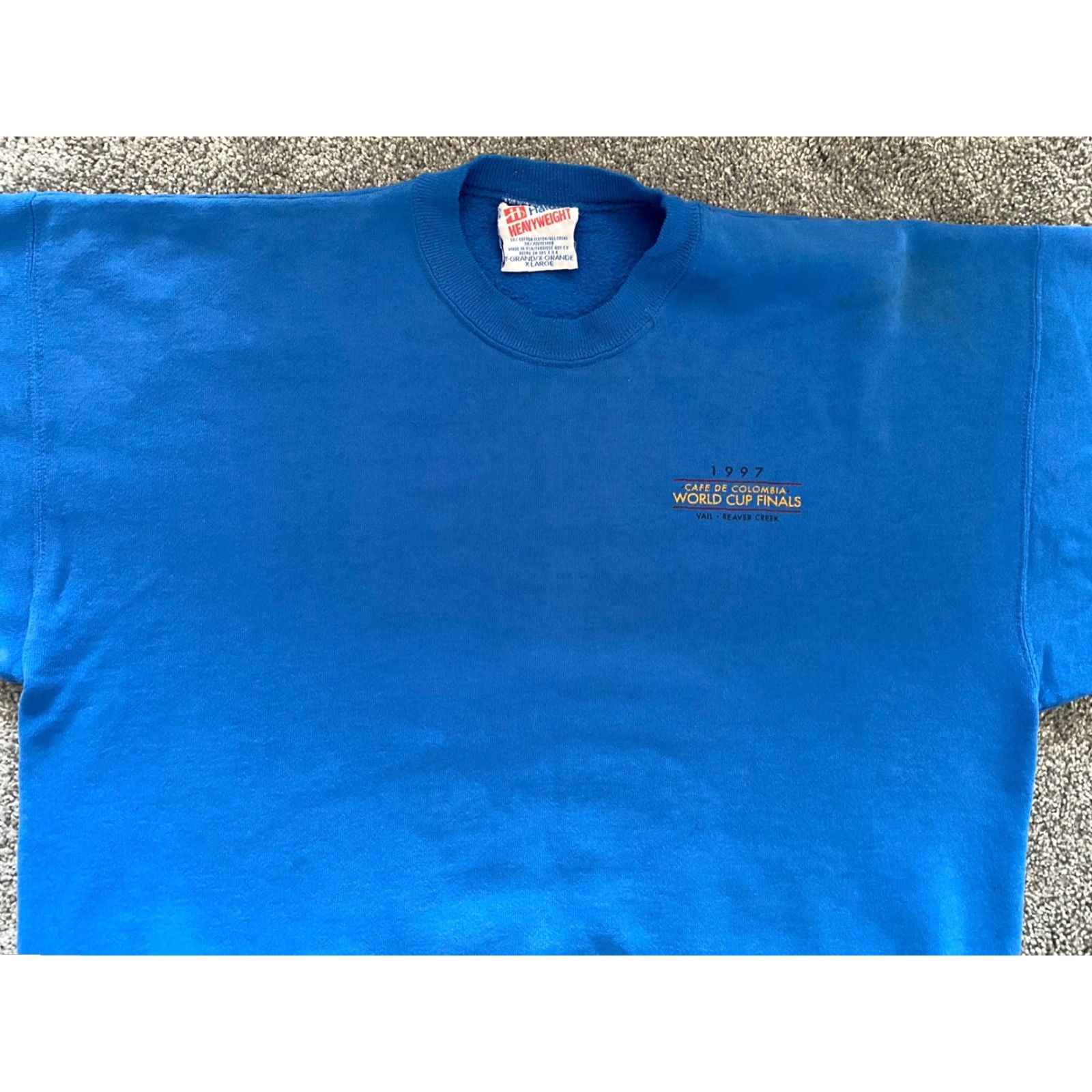 Hanes VTG 1997 Hanes Heavyweight Sweatshirt Made In USA Vail Beaver Creek World Cup Shirt Adults XL Blue USA 90s Sports Ski Mens Size US XL / EU 56 / 4 - 6 Thumbnail