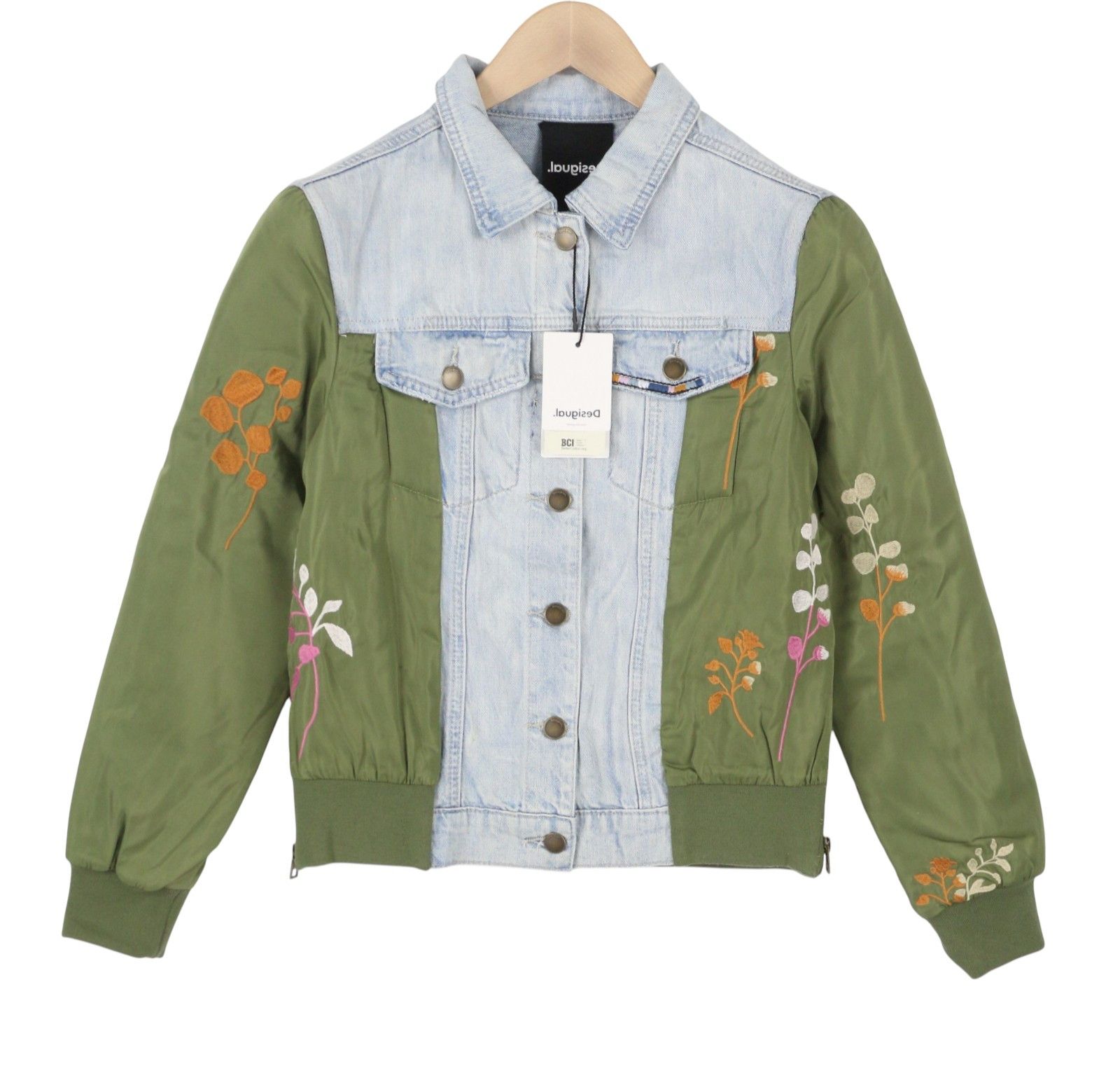 Desigual CHAQ NEW PORT BEACH S Denim Embroidered Jacket 88713 Size S / US 4 / IT 40 - 2 Thumbnail