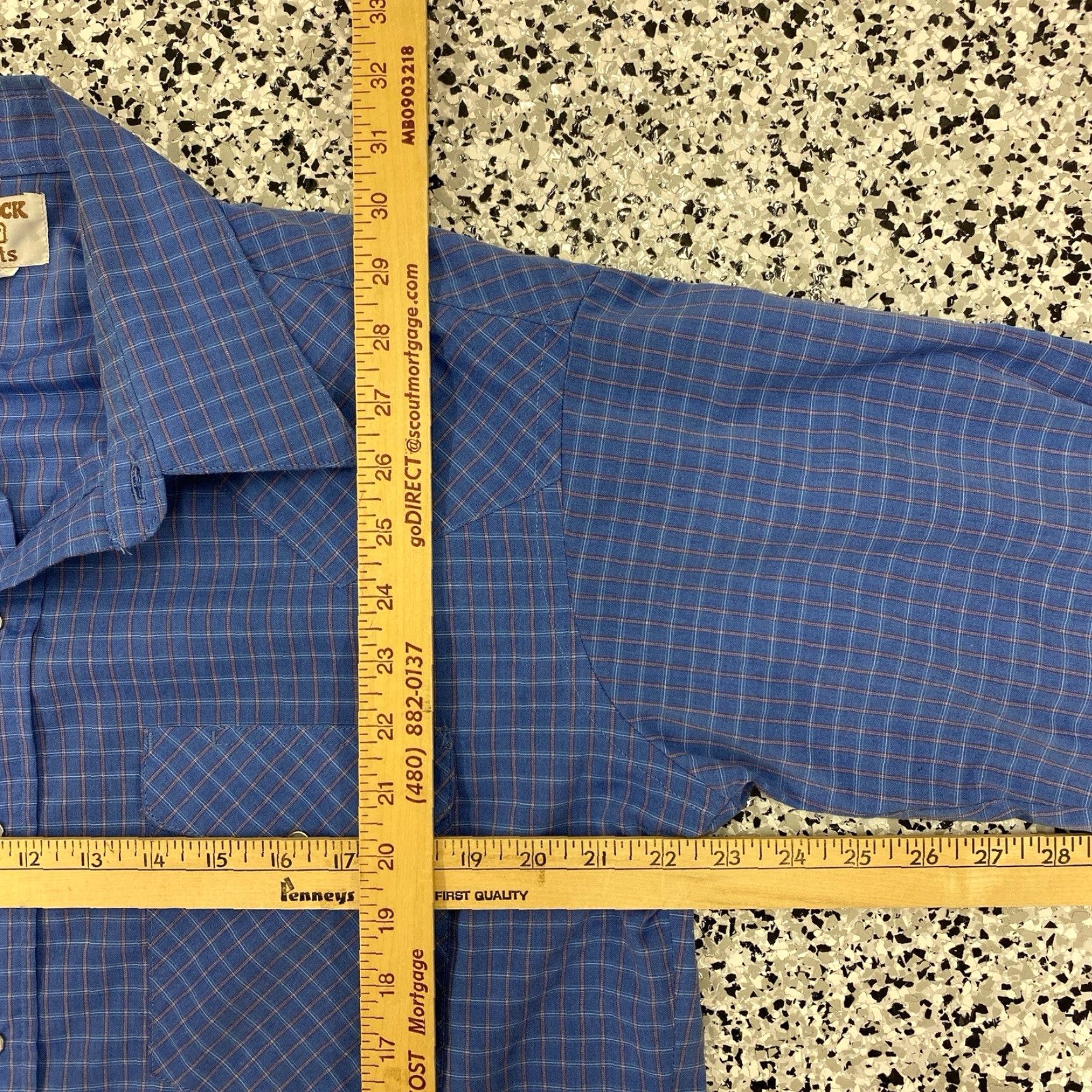 Vintage VINTAGE Ruddock Western Shirt Mens 16.5x33 Classic Fit Pearl Snap USA Shirt Mens Blue Cotton Blend Button-Up Long Sleeve Collared Western Theme Size US XL / EU 56 / 4 - 4 Thumbnail