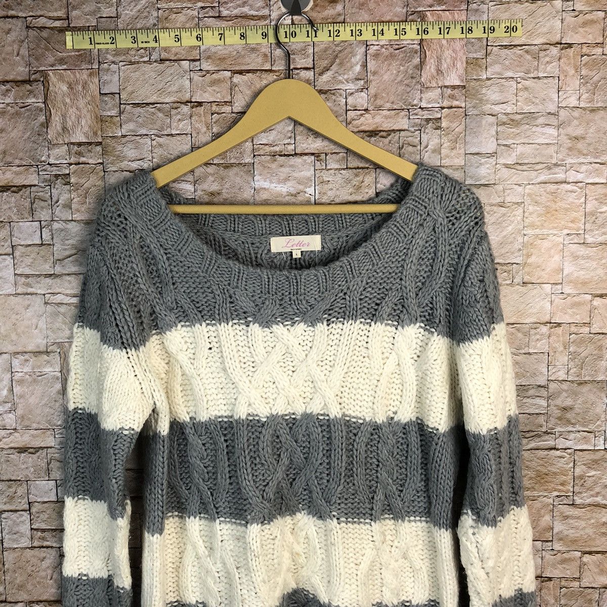 Homespun Knitwear Letter White Grey Knitwear #A393 Size M / US 6-8 / IT 42-44 - 2 Thumbnail