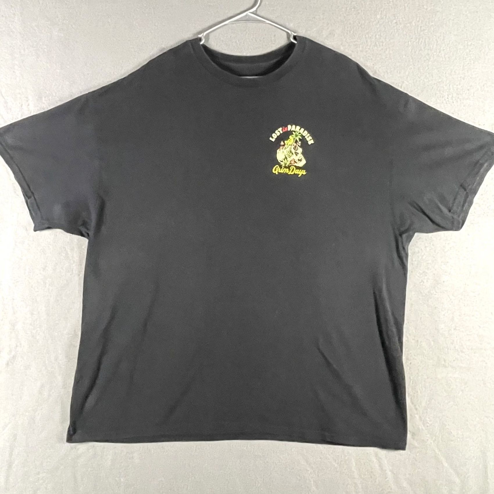 Paradise Grim Days Lost in Paradise Shirt Mens 2XL Black Graphic Skull Palm Tree Tee Size US XXL / EU 58 / 5 - 2 Thumbnail