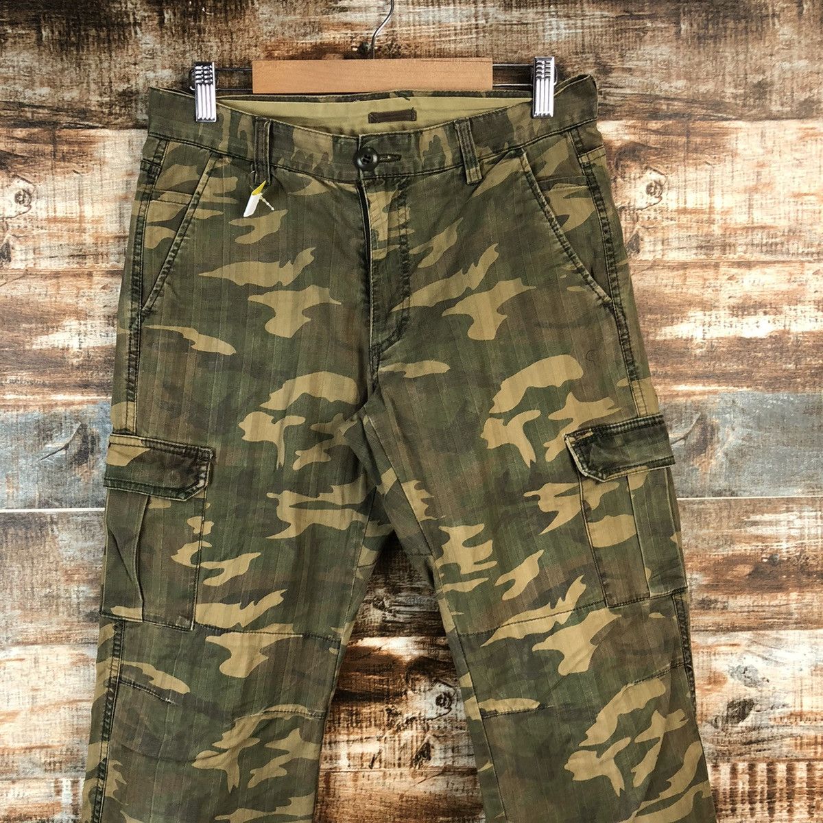 Japanese Brand DLL Ships Green Camo Cargo Multipocket Pants #C760 Size US 28 / EU 44 - 4 Thumbnail