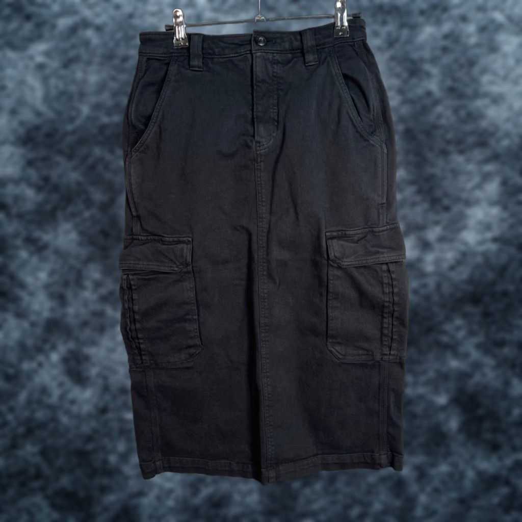 TNA VINTAGE TNA Womens Skirt Midi Black Cargo Pocket Cotton Blend Size 0 Size 25" / US 0 / IT 36 - 1 Thumbnail