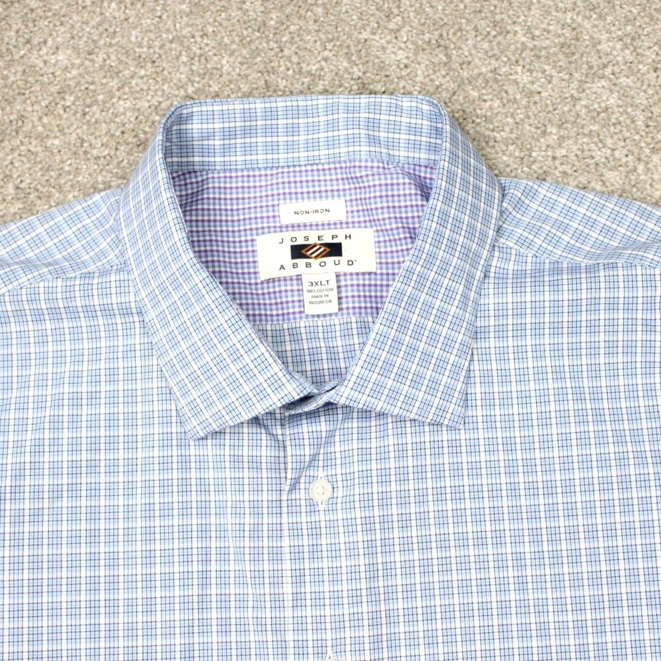 Joseph Abboud Joseph Abboud Shirt Men 3XLT XXXL-tall Blue/Purple Non-Iron Cotton L/S Button-Up Geometric Classic Designer Men's Shirt Size US XXL / EU 58 / 5 - 4 Thumbnail