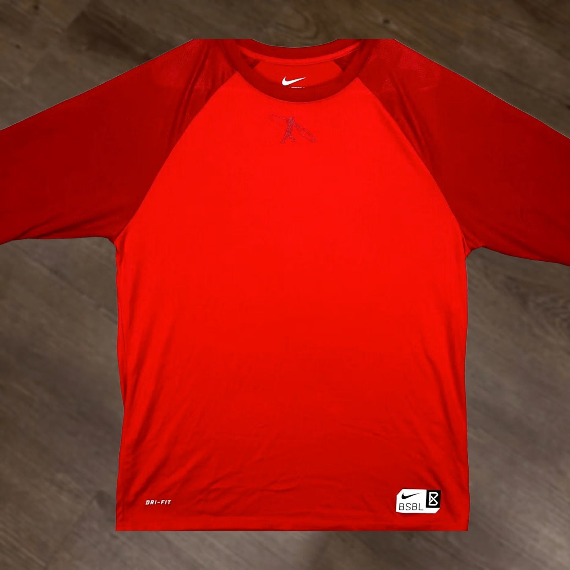 Nike Nike Shirt Mens Large Dri-Fit Red Swing Man Baseball T-Shirt Tee Quarter Sleeve Size US L / EU 52-54 / 3 - 1 Thumbnail
