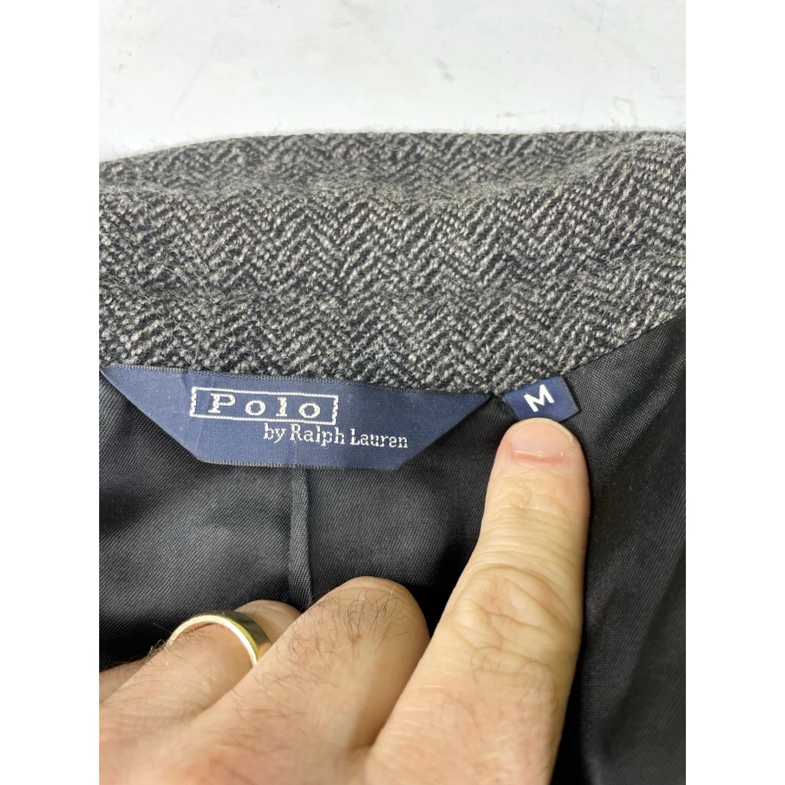 Polo Ralph Lauren Polo Ralph Lauren Blazer Sport Coat Jacket Mens 41L Herringbone Gray Wool Nylon Three Button Long Coat Size US L / EU 52-54 / 3 - 4 Thumbnail