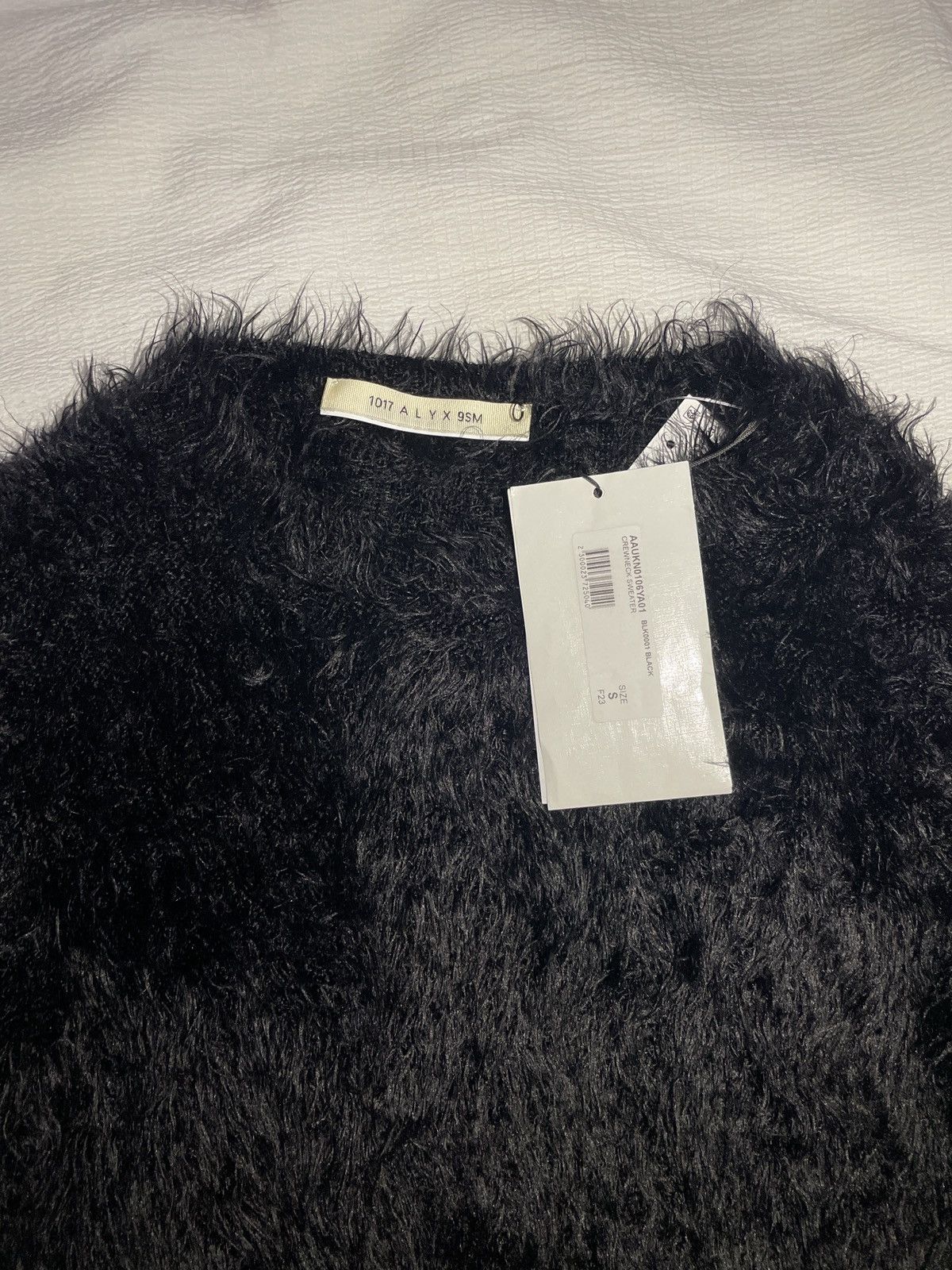image of 1017 Alyx 9Sm Faux Fur Neck Sweater in Black, Men's (Size Small)