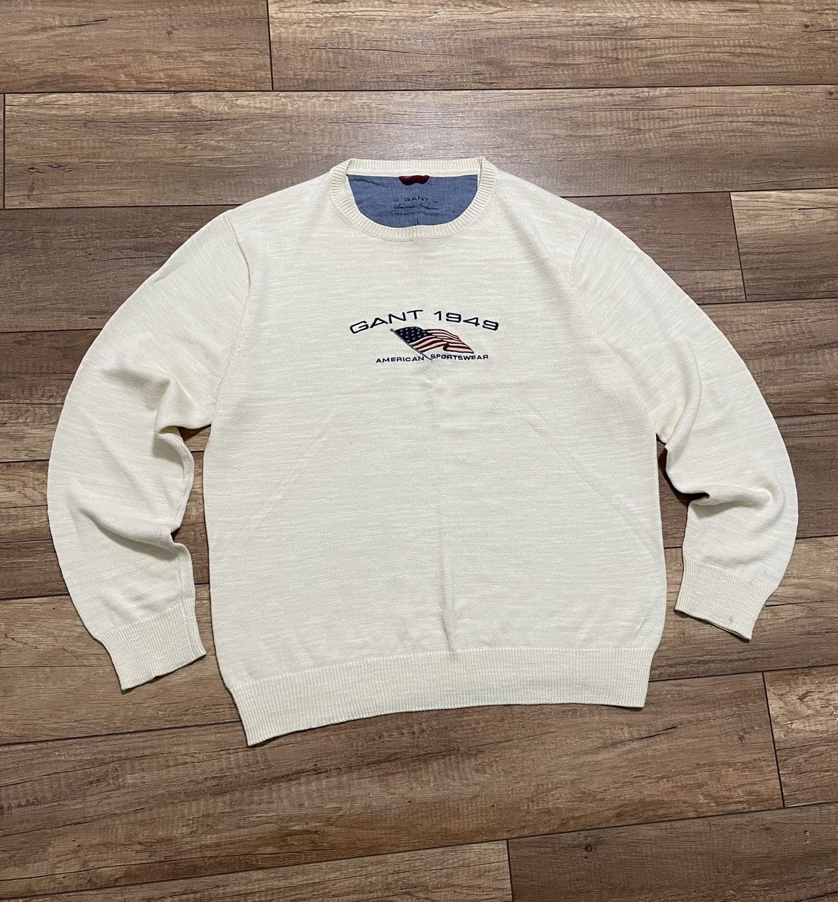 Gant Gant USA Big Logo Cream Sweater Pullover Size US L / EU 52-54 / 3 - 3 Thumbnail