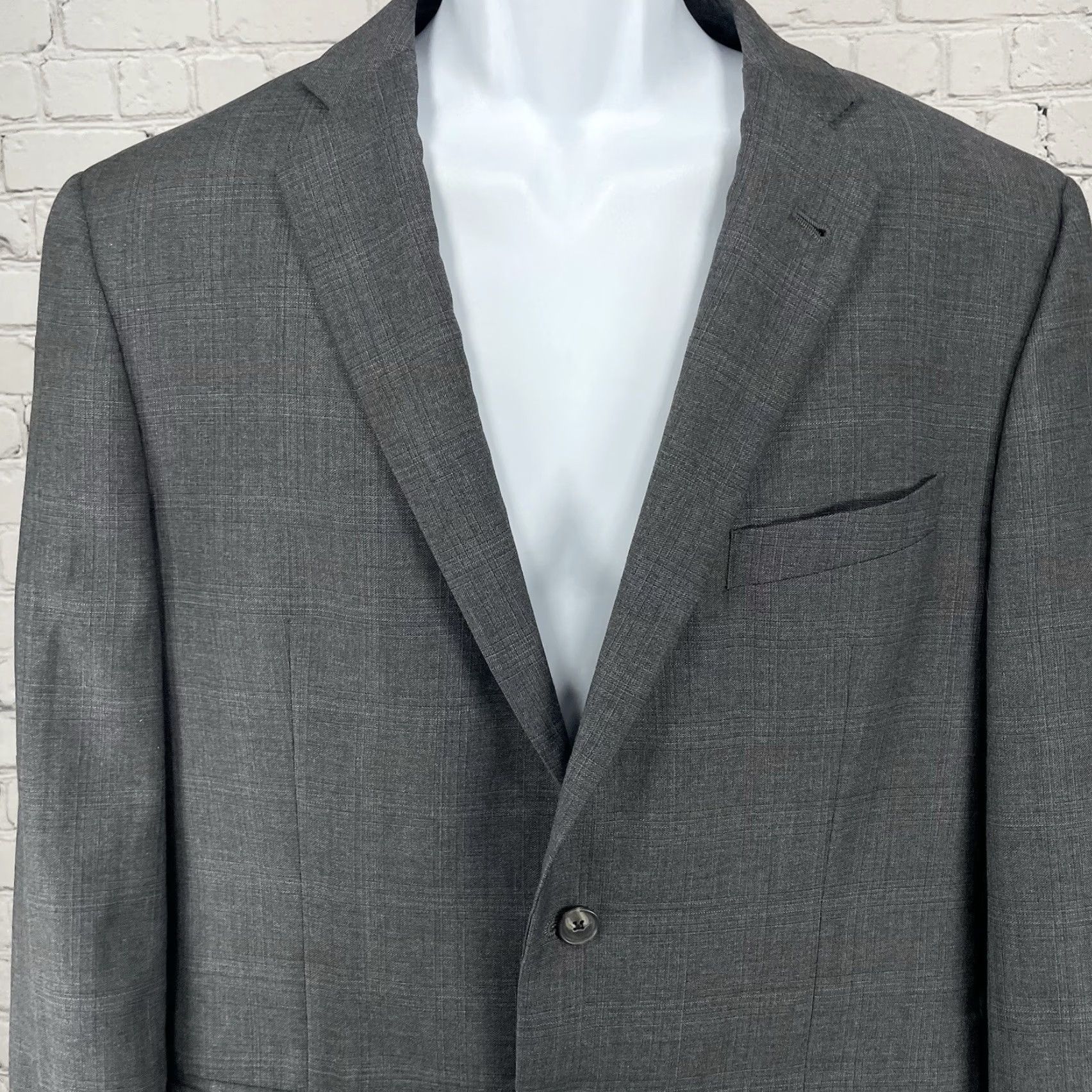 Joseph Abboud Joseph Abboud Grey Check Wool Suit Blazer Jacket Double Vent USA Made Size 42R Size 42R - 7 Thumbnail